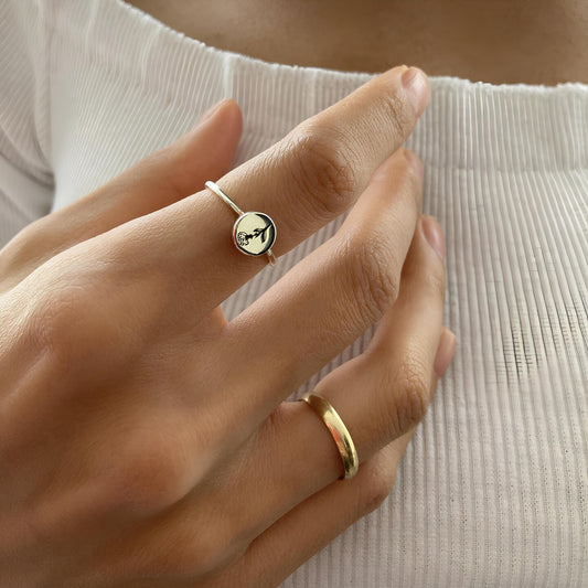 14 Ayar Altın Kaplama Kişiye Özel Doğum Çiçeği Yüzük: 925 Ayar Gümüş Özel Gravürlü Takı - Lisen Aksesuar