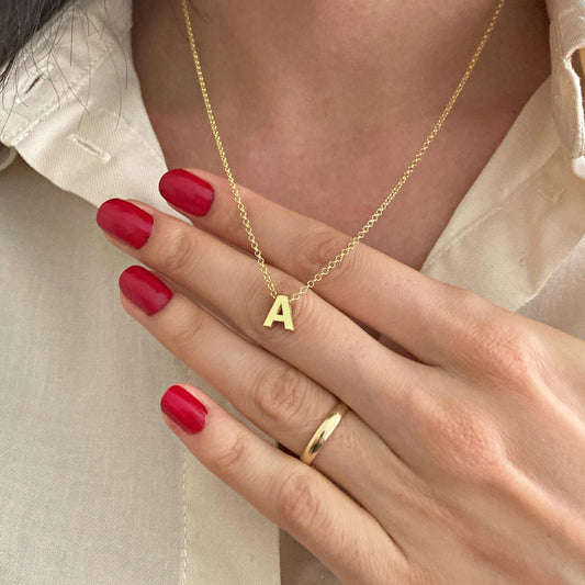 3D Harf Kolyesi: 925 Ayar Gümüş & Altın Kaplama Kişiye Özel Blok Harf Kolye - Lisen Aksesuar