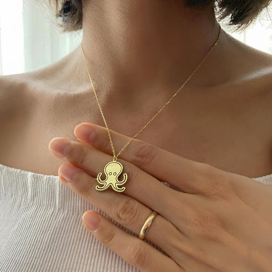 925 Ayar Gümüş Ahtapot Kolye: Altın Kaplama Deniz Temalı Kolye - Lisen Aksesuar