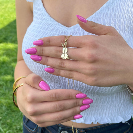 925 Ayar Gümüş Keman Kolye: Altın Kaplama Zarif Keman Figürlü Kolye - Lisen Aksesuar