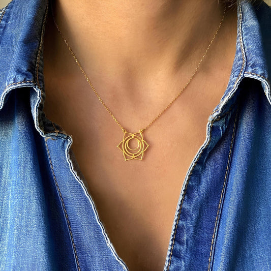 925 Ayar Gümüş Sakral Çakra Kolye: 14 Ayar Altın Kaplama Spiritüel Takı - Lisen Aksesuar