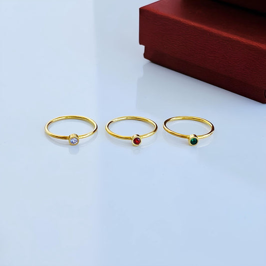 925 Ayar Gümüş Zarif Doğum Taşı Yüzük: Altın Kaplama Kişiye Özel Minimal Yüzük - Lisen Aksesuar