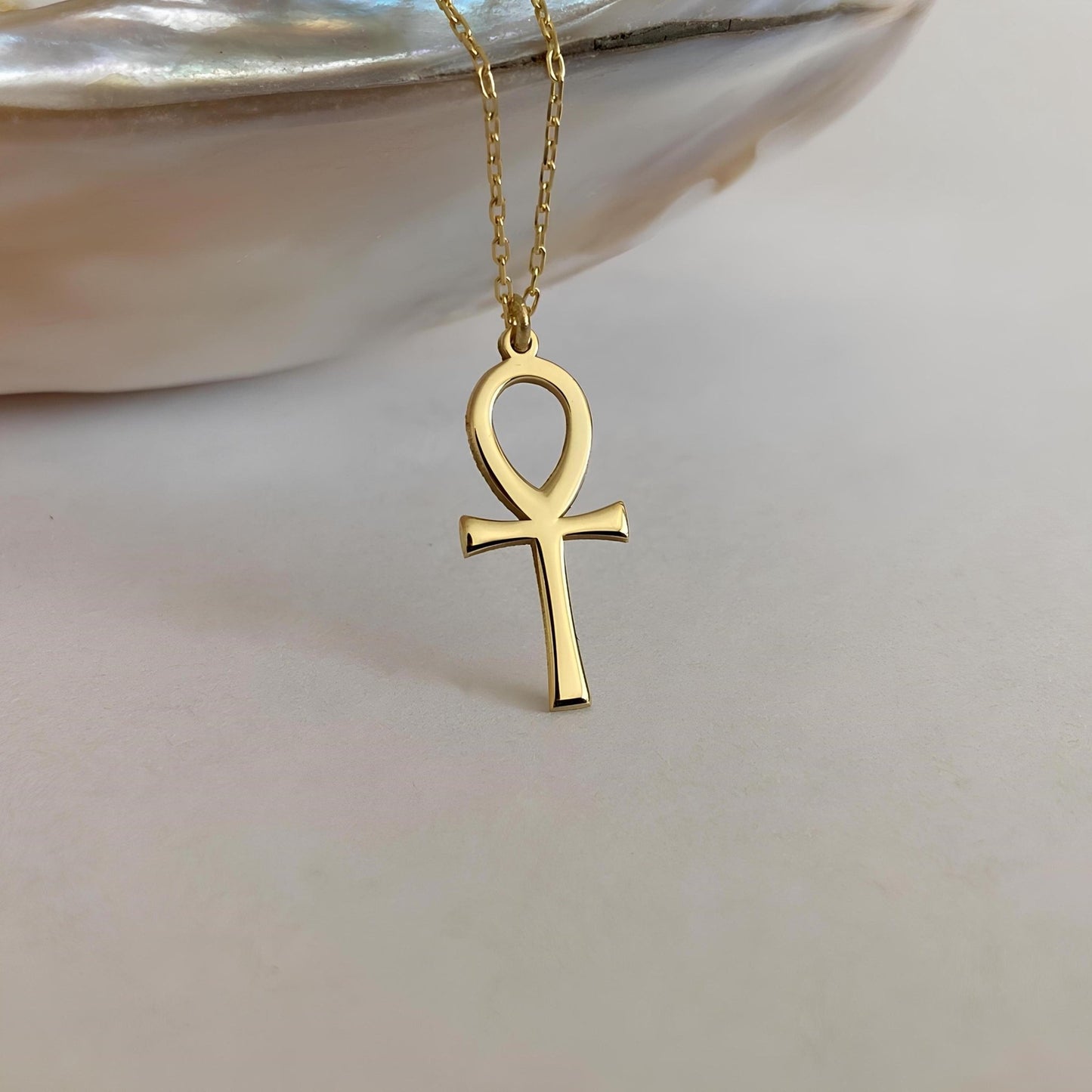 14 Ayar Altın Ankh Kolye: 925 Ayar Gümüş Mısır Yaşam Anahtarı Spiritüel Takı - Lisen Aksesuar