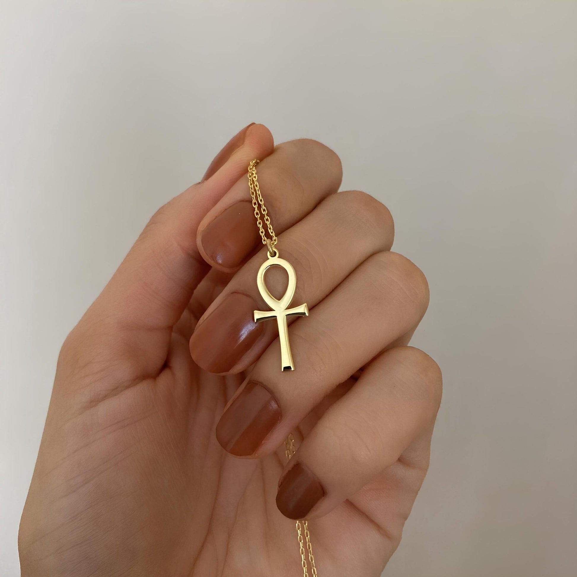 14 Ayar Altın Ankh Kolye: 925 Ayar Gümüş Mısır Yaşam Anahtarı Spiritüel Takı - Lisen Aksesuar