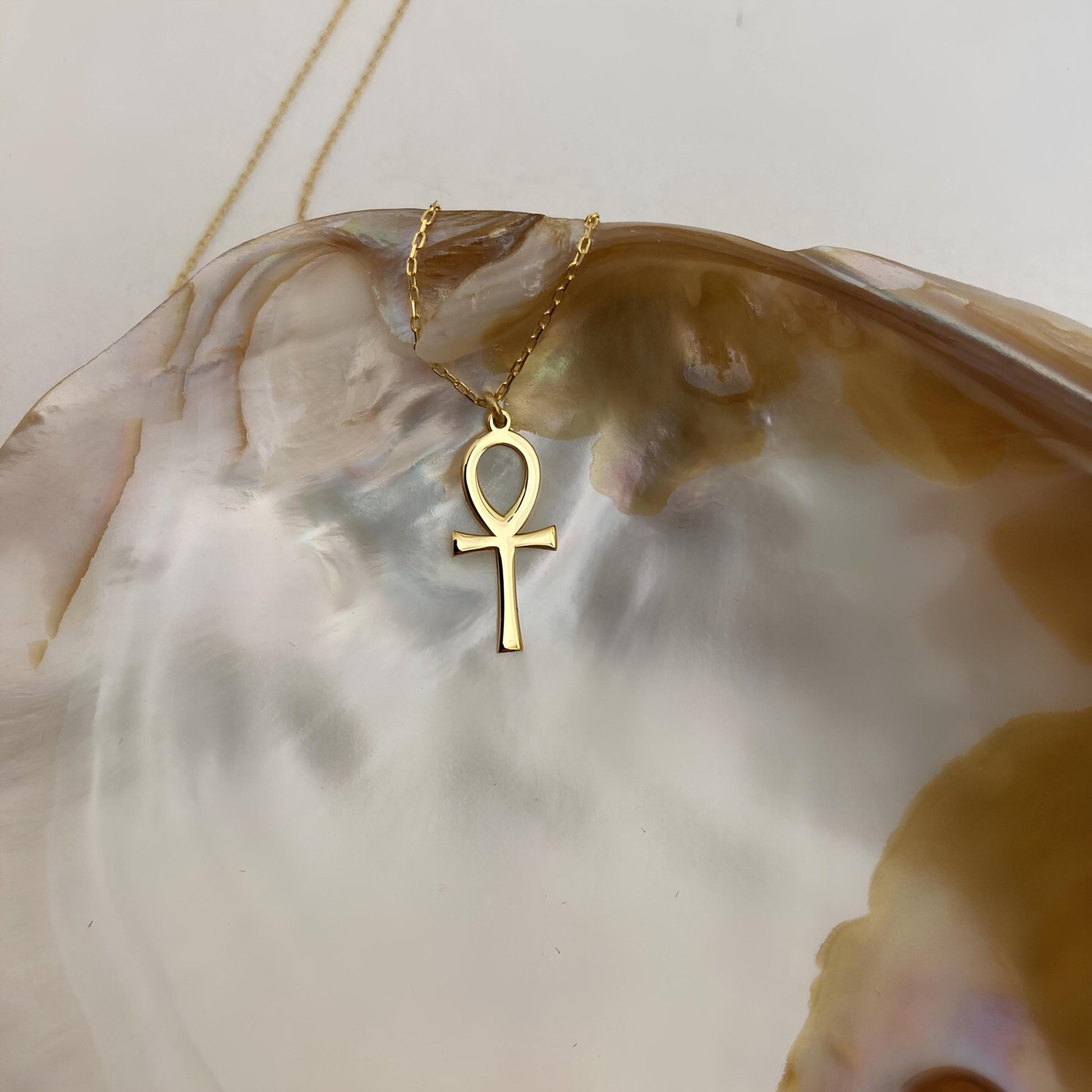 14 Ayar Altın Ankh Kolye: 925 Ayar Gümüş Mısır Yaşam Anahtarı Spiritüel Takı - Lisen Aksesuar