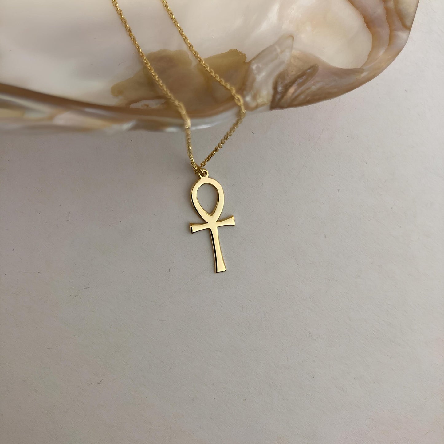 14 Ayar Altın Ankh Kolye: 925 Ayar Gümüş Mısır Yaşam Anahtarı Spiritüel Takı - Lisen Aksesuar