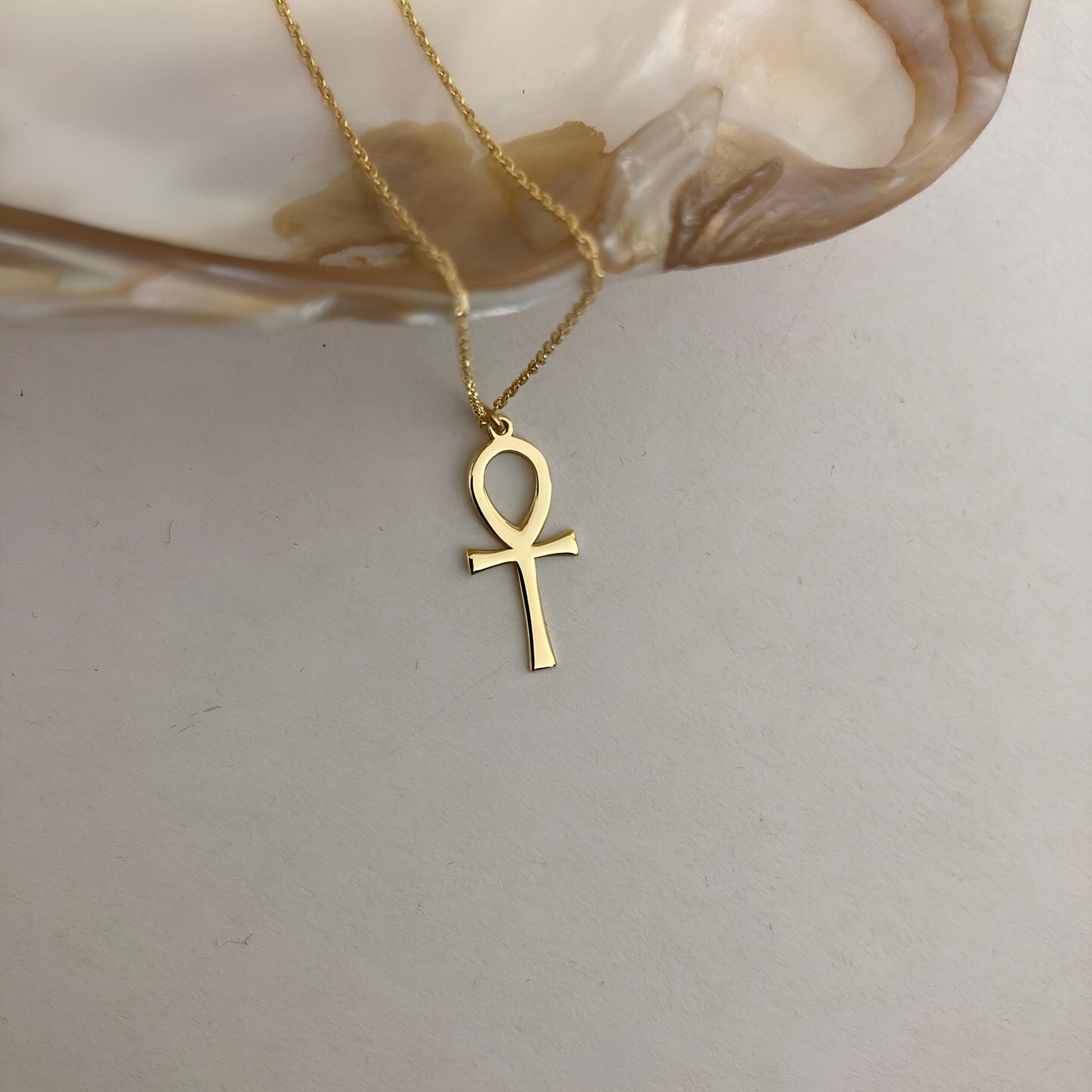 14 Ayar Altın Ankh Kolye: 925 Ayar Gümüş Mısır Yaşam Anahtarı Spiritüel Takı - Lisen Aksesuar