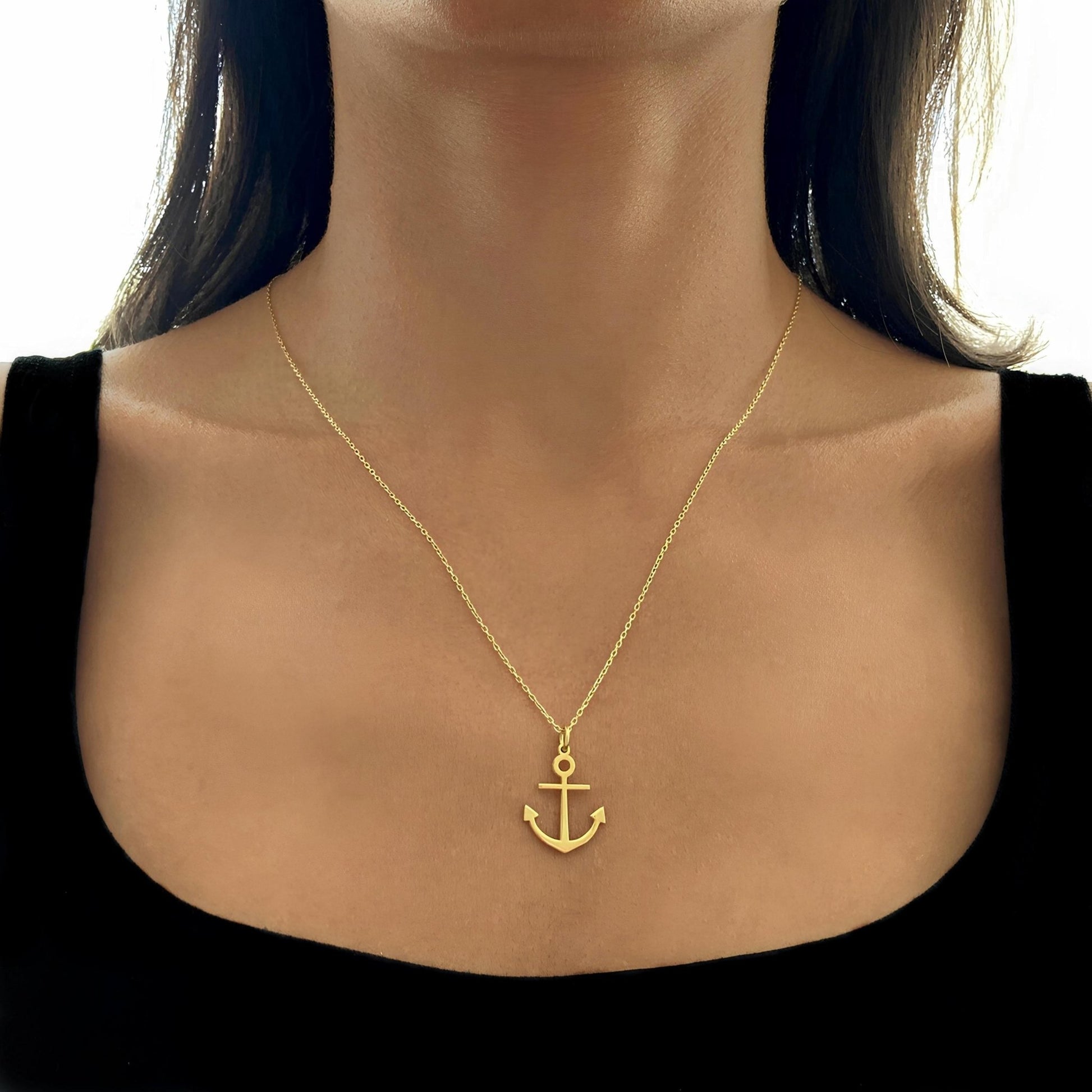 14 Ayar Altın Kaplama Çapa Kolye: 925 Ayar Gümüş Minimal Kolye - Lisen Aksesuar