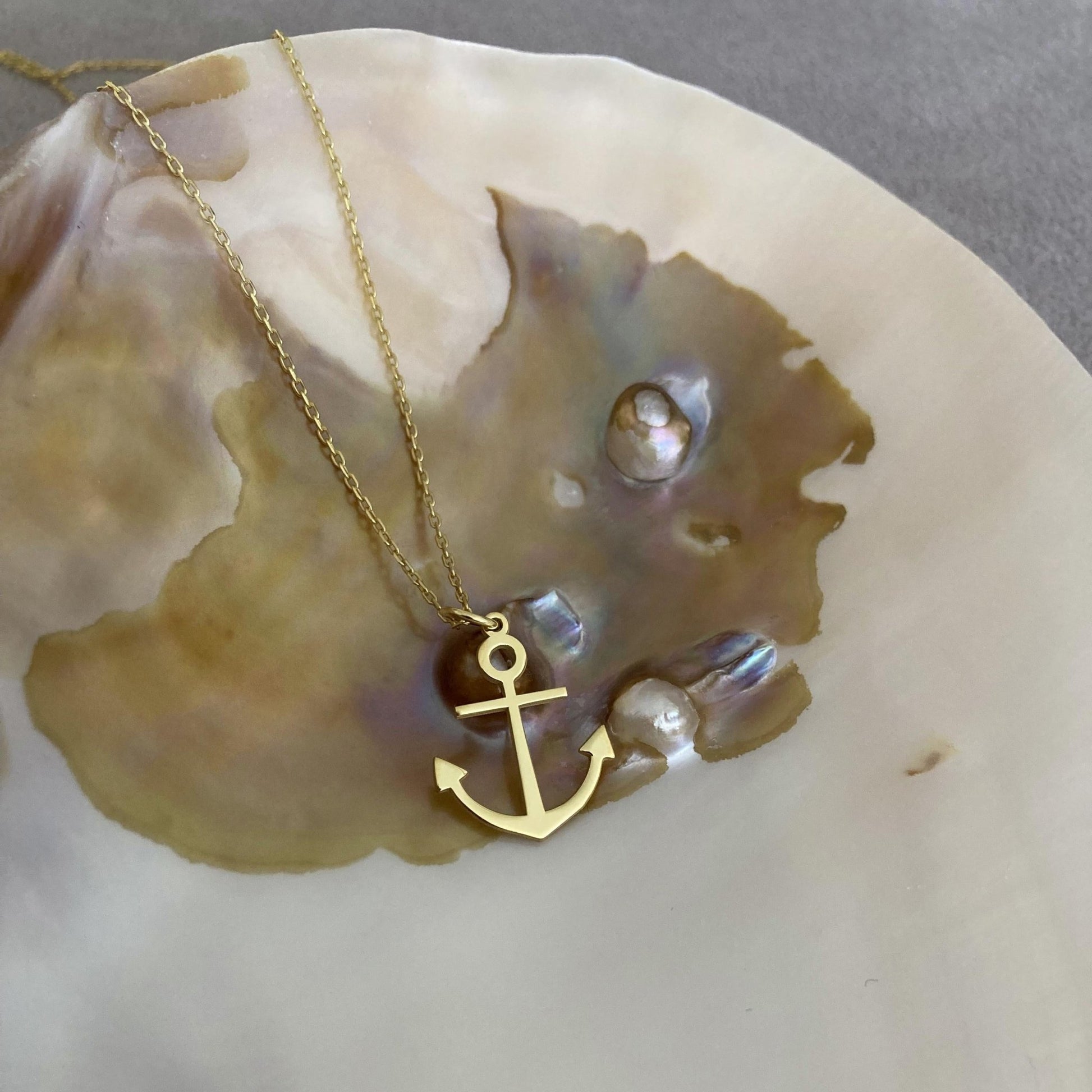 14 Ayar Altın Kaplama Çapa Kolye: 925 Ayar Gümüş Minimal Kolye - Lisen Aksesuar