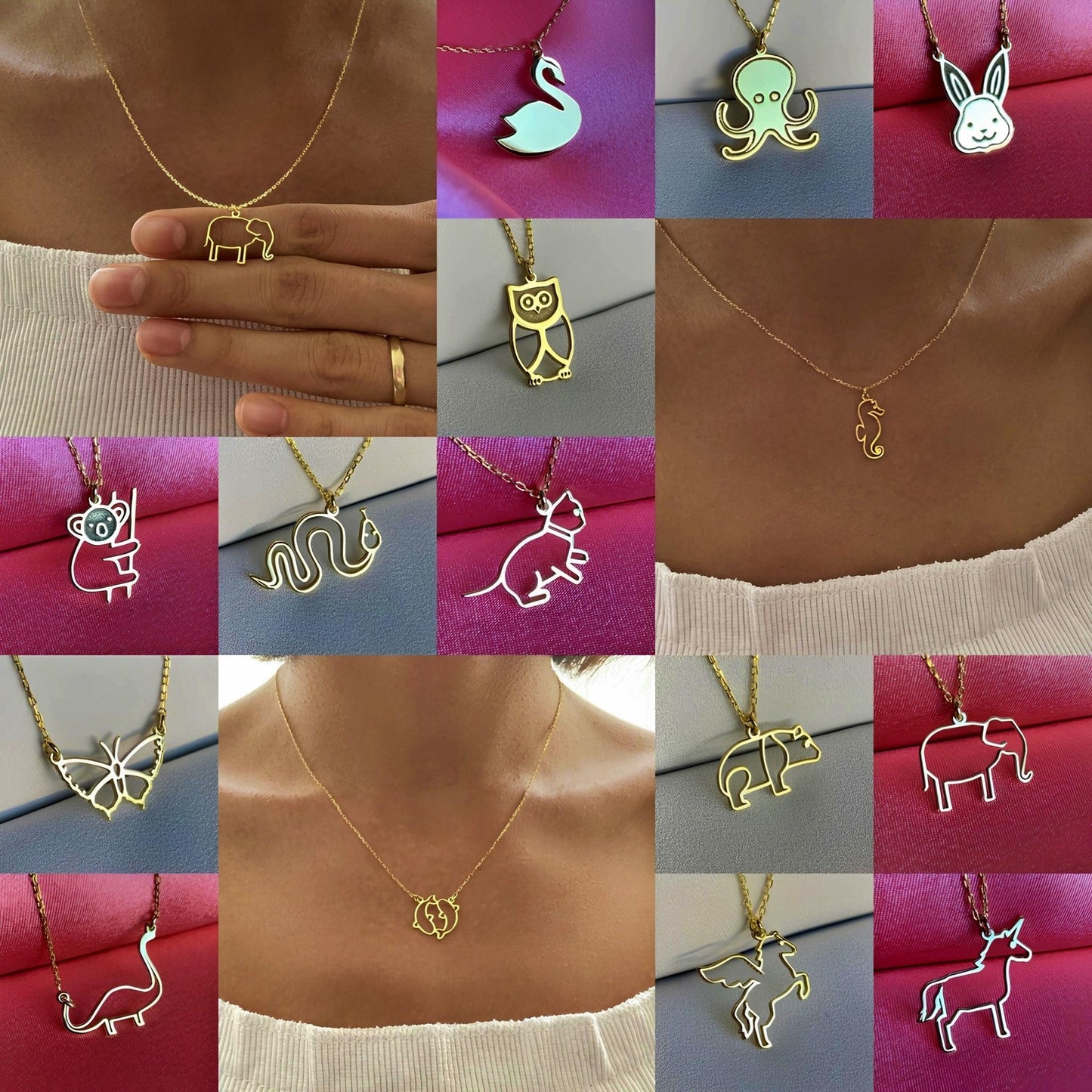 14 Ayar Altın Kaplama Denizatı Kolye: 925 Ayar Gümüş Deniz Temalı Minimal Kolye - Lisen Aksesuar