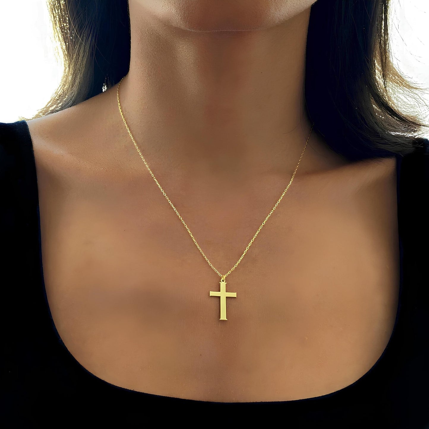 14 Ayar Altın Kaplama Haç Kolye: 925 Ayar Gümüş Kişiye Özel Hristiyan İnanç Kolyesi - Lisen Aksesuar