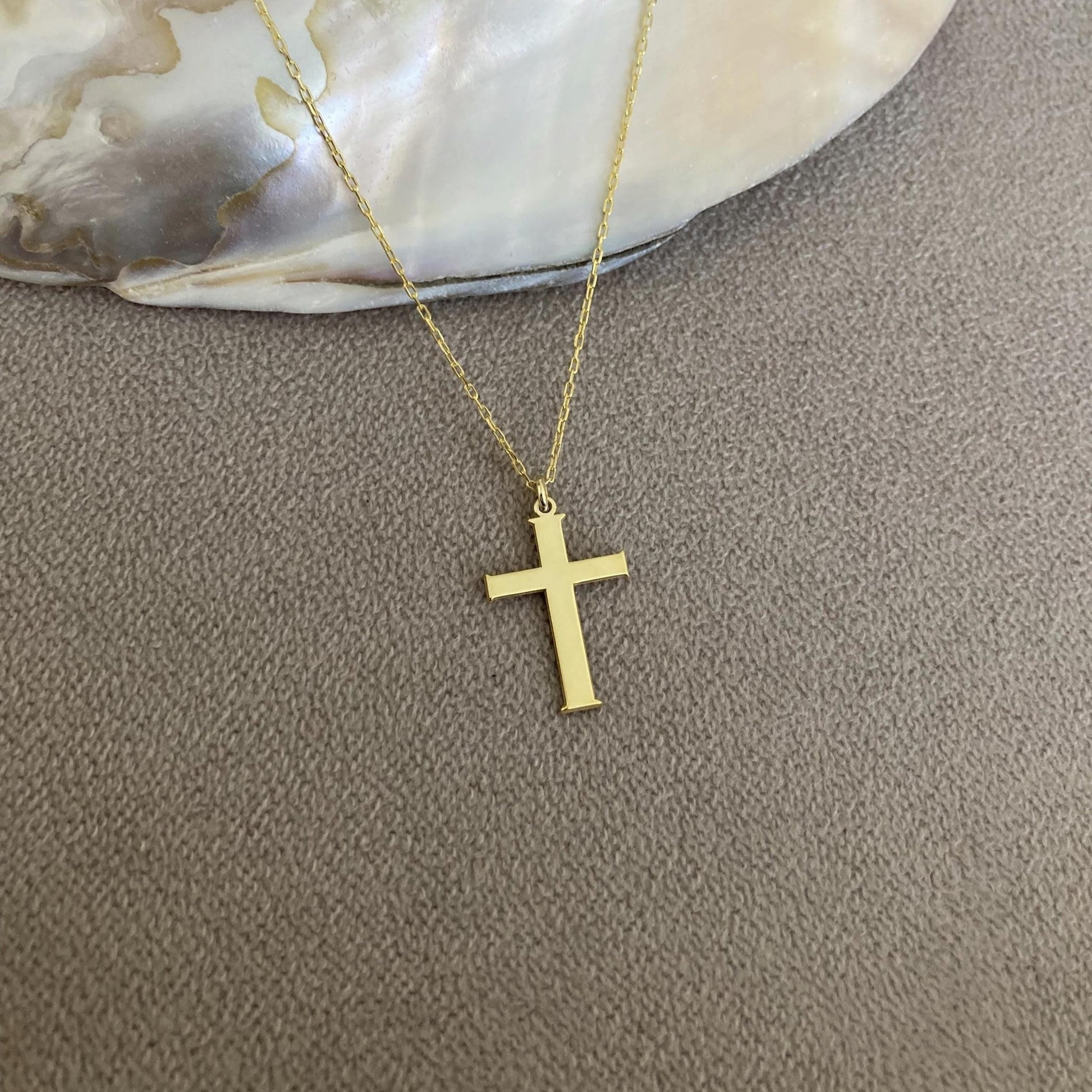 14 Ayar Altın Kaplama Haç Kolye: 925 Ayar Gümüş Kişiye Özel Hristiyan İnanç Kolyesi - Lisen Aksesuar