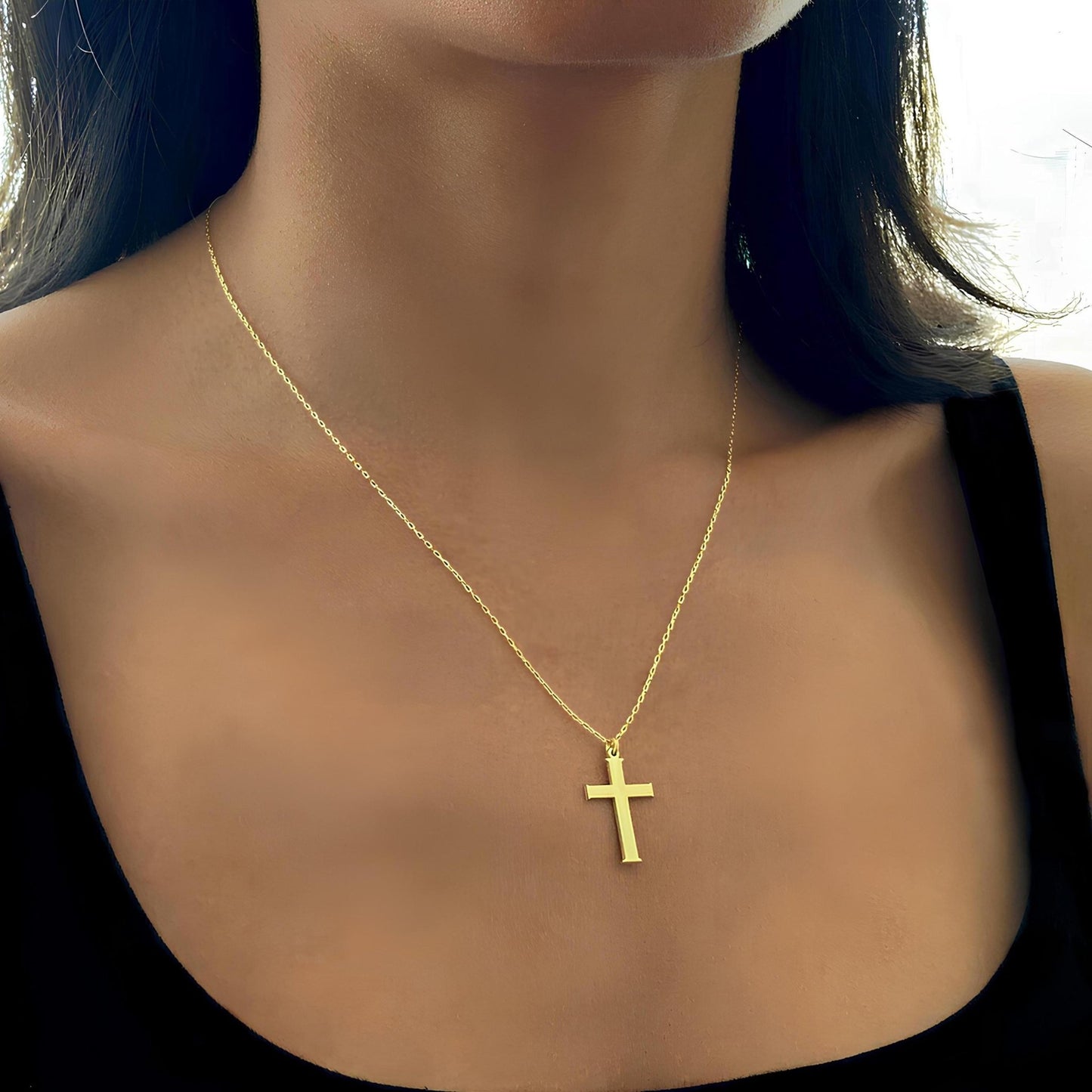 14 Ayar Altın Kaplama Haç Kolye: 925 Ayar Gümüş Kişiye Özel Hristiyan İnanç Kolyesi - Lisen Aksesuar