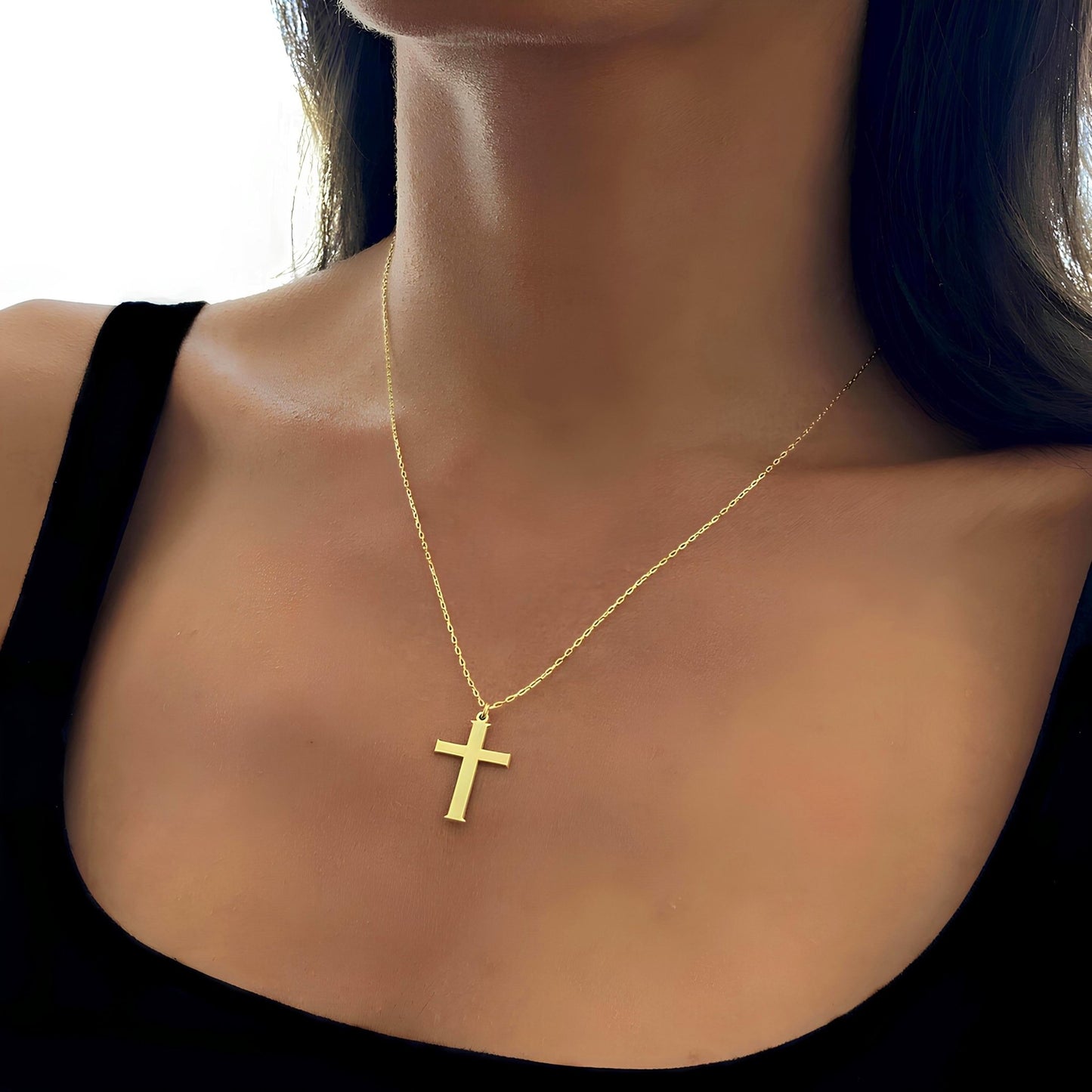 14 Ayar Altın Kaplama Haç Kolye: 925 Ayar Gümüş Kişiye Özel Hristiyan İnanç Kolyesi - Lisen Aksesuar