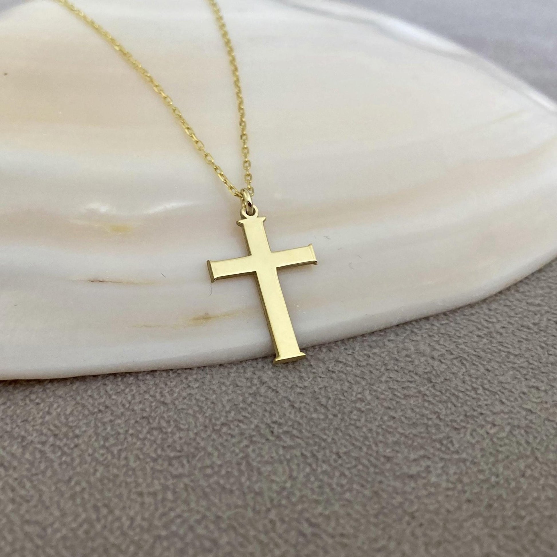 14 Ayar Altın Kaplama Haç Kolye: 925 Ayar Gümüş Kişiye Özel Hristiyan İnanç Kolyesi - Lisen Aksesuar