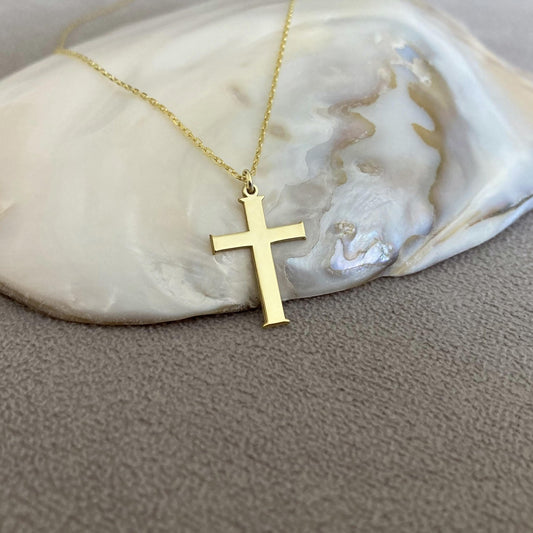 14 Ayar Altın Kaplama Haç Kolye: 925 Ayar Gümüş Kişiye Özel Hristiyan İnanç Kolyesi - Lisen Aksesuar