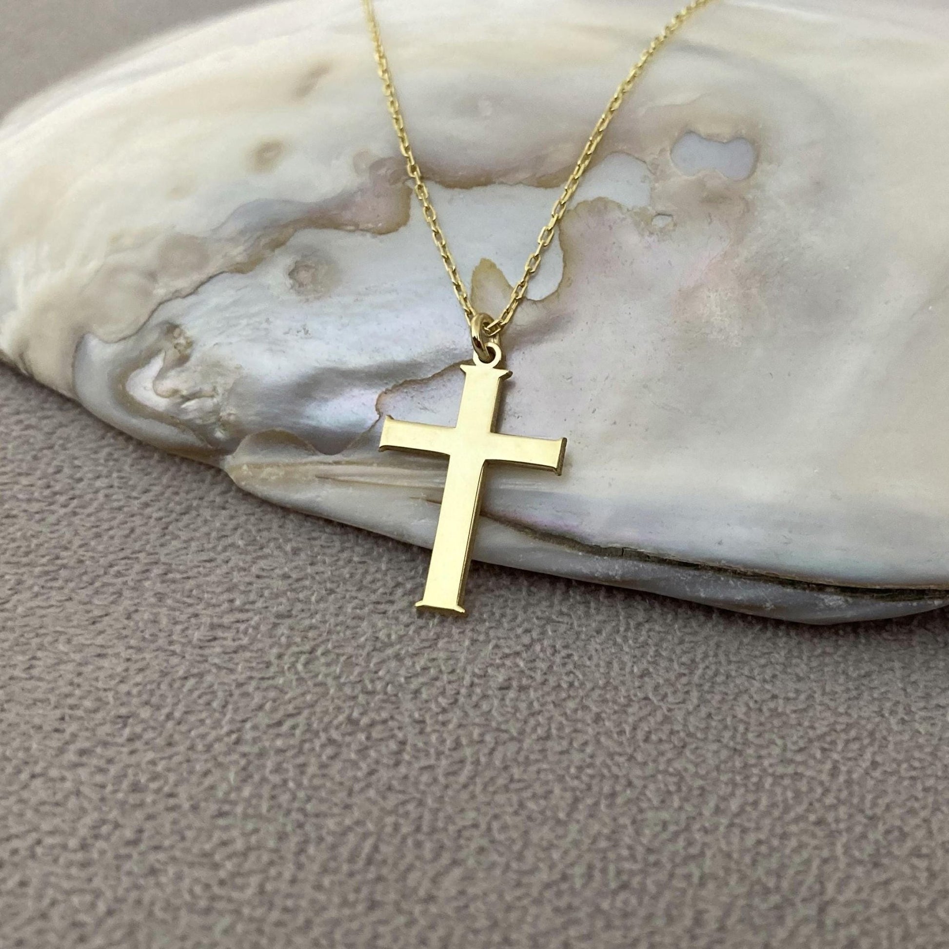 14 Ayar Altın Kaplama Haç Kolye: 925 Ayar Gümüş Kişiye Özel Hristiyan İnanç Kolyesi - Lisen Aksesuar