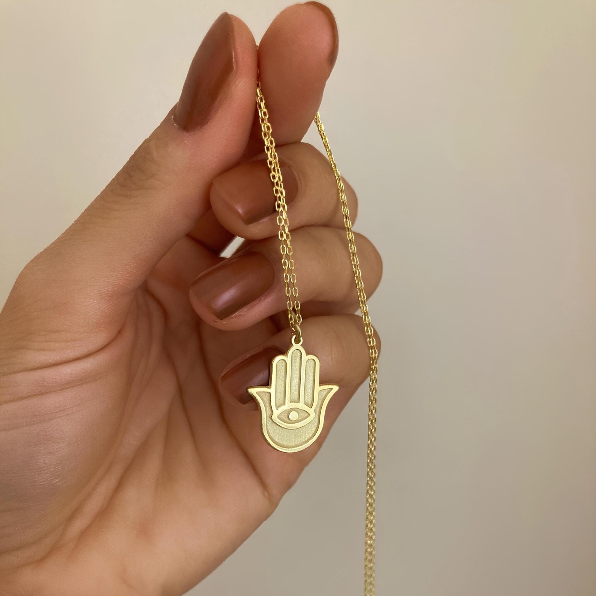 14 Ayar Altın Kaplama Hamsa Kolye – Nazar ve Koruma Sembolü - Lisen Jewelry