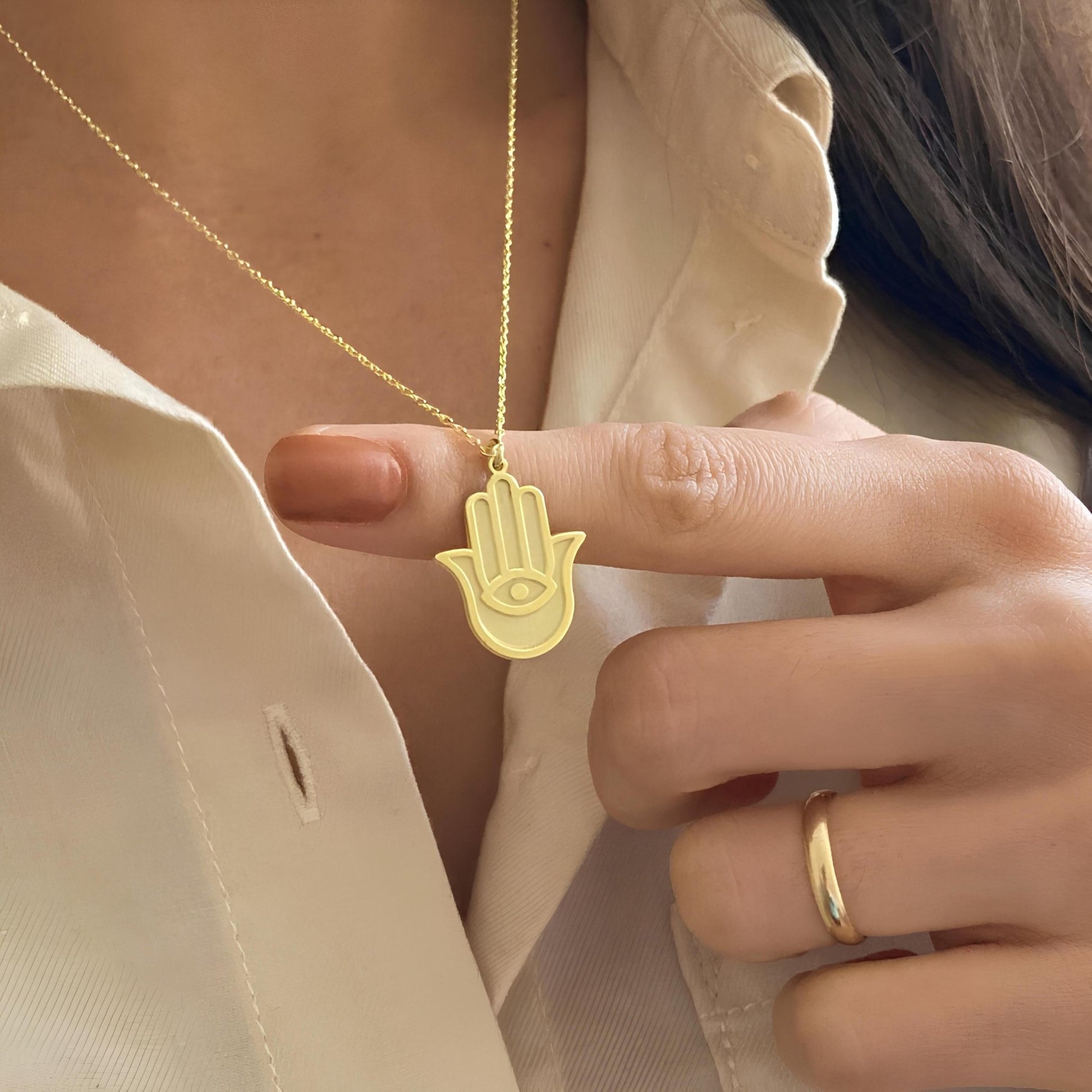 14 Ayar Altın Kaplama Hamsa Kolye – Nazar ve Koruma Sembolü - Lisen Jewelry