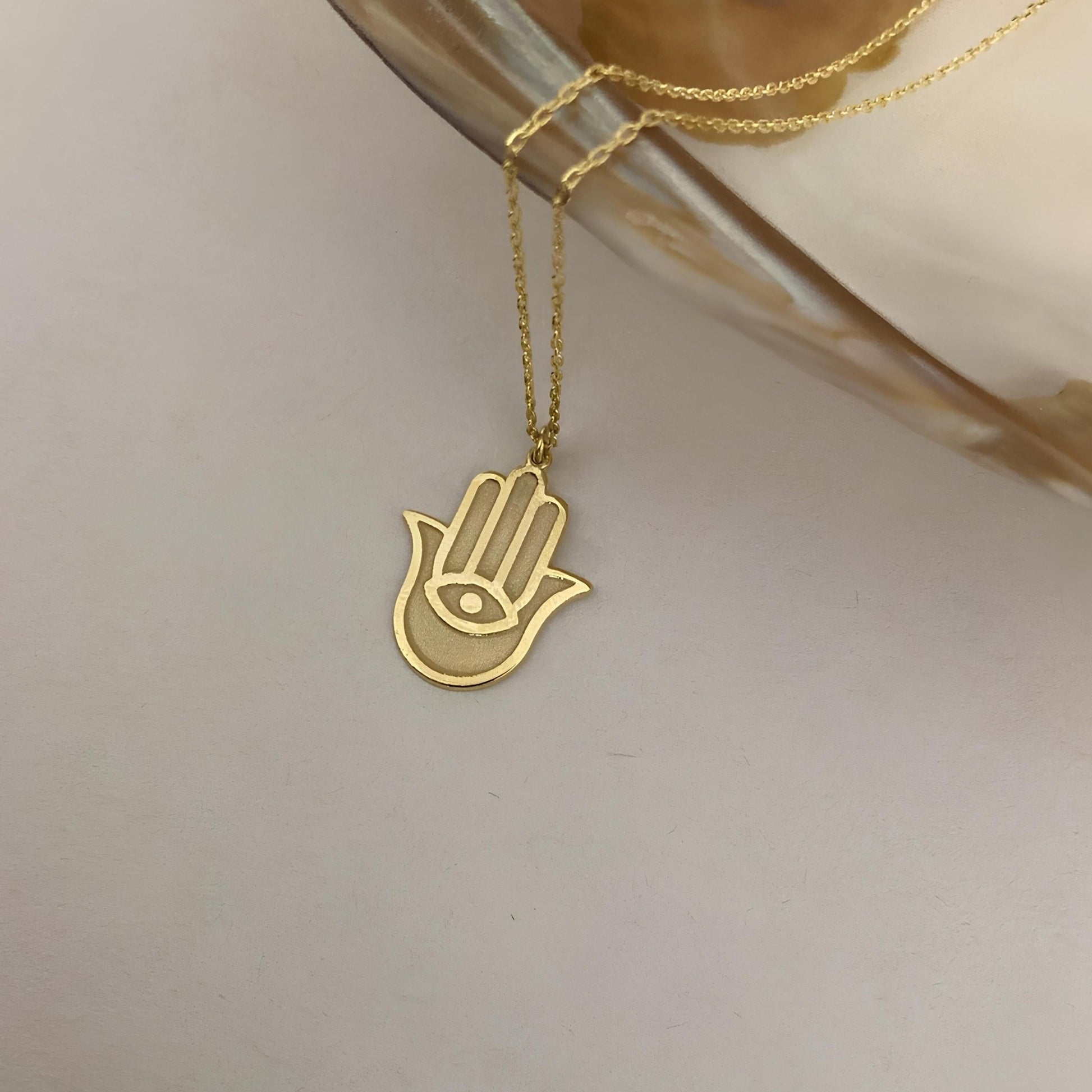 14 Ayar Altın Kaplama Hamsa Kolye – Nazar ve Koruma Sembolü - Lisen Jewelry
