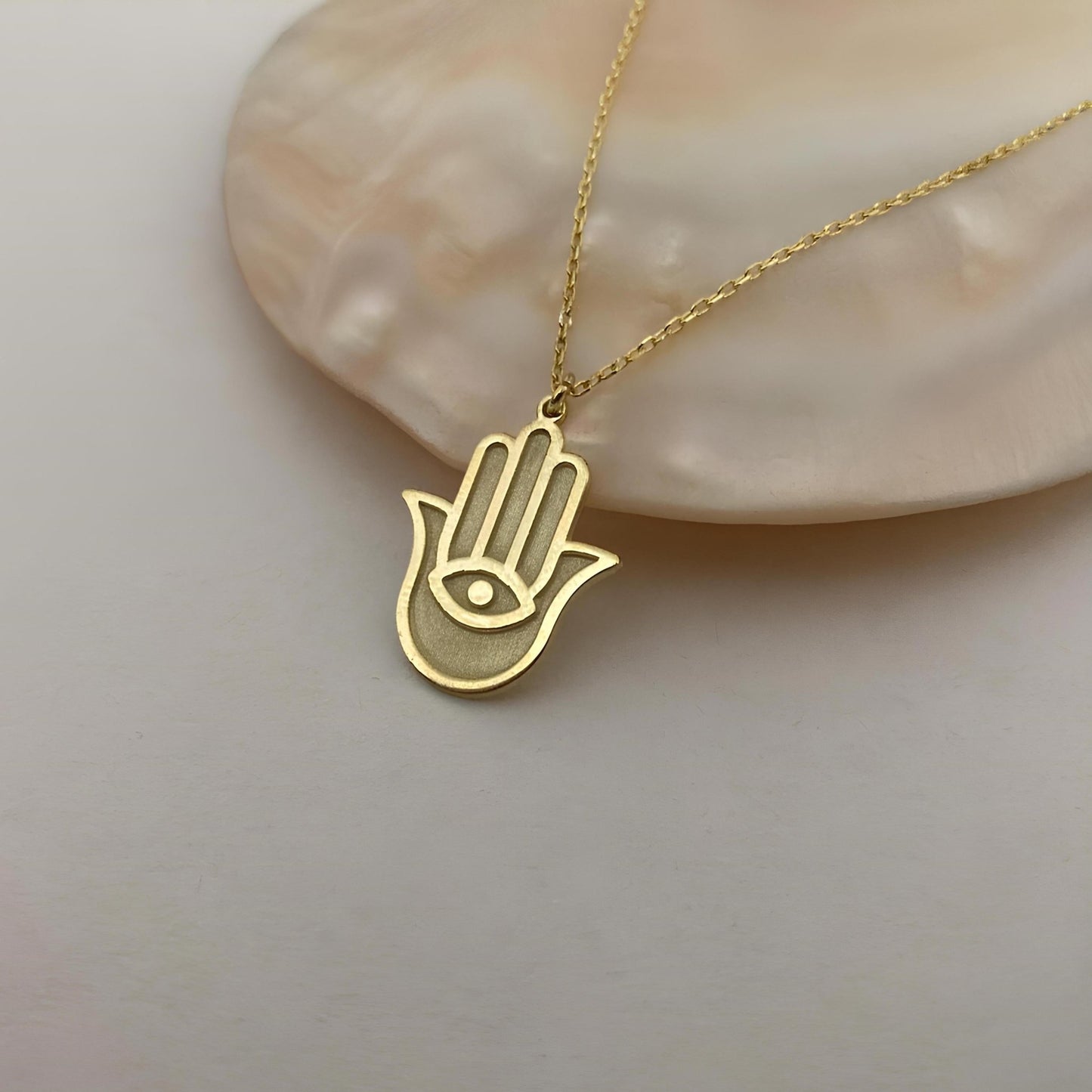 14 Ayar Altın Kaplama Hamsa Kolye – Nazar ve Koruma Sembolü - Lisen Jewelry