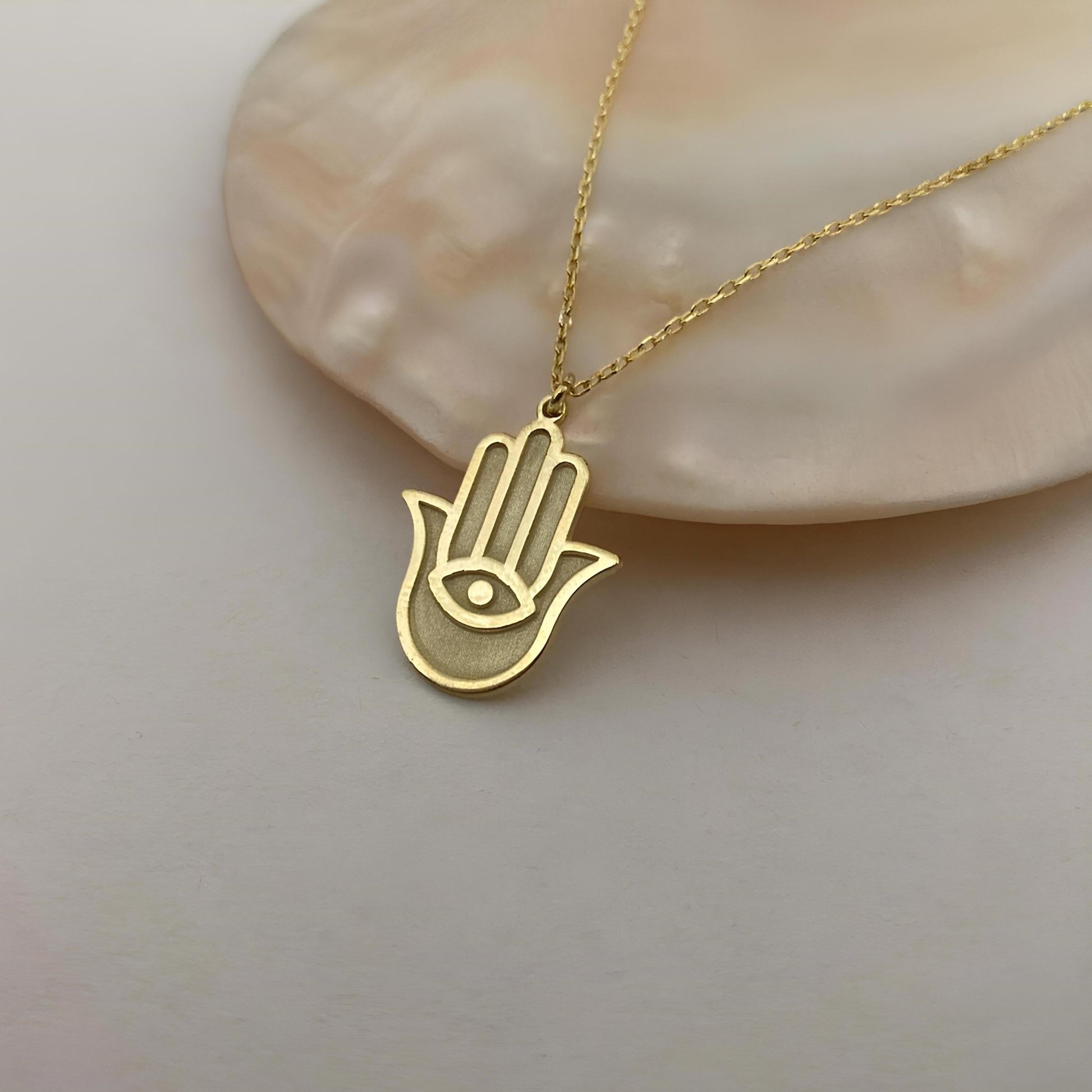 14 Ayar Altın Kaplama Hamsa Kolye – Nazar ve Koruma Sembolü - Lisen Jewelry