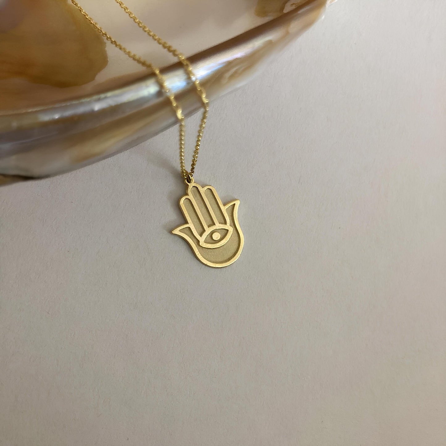 14 Ayar Altın Kaplama Hamsa Kolye – Nazar ve Koruma Sembolü - Lisen Jewelry