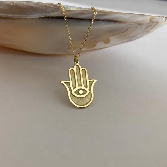 14 Ayar Altın Kaplama Hamsa Kolye – Nazar ve Koruma Sembolü - Lisen Jewelry