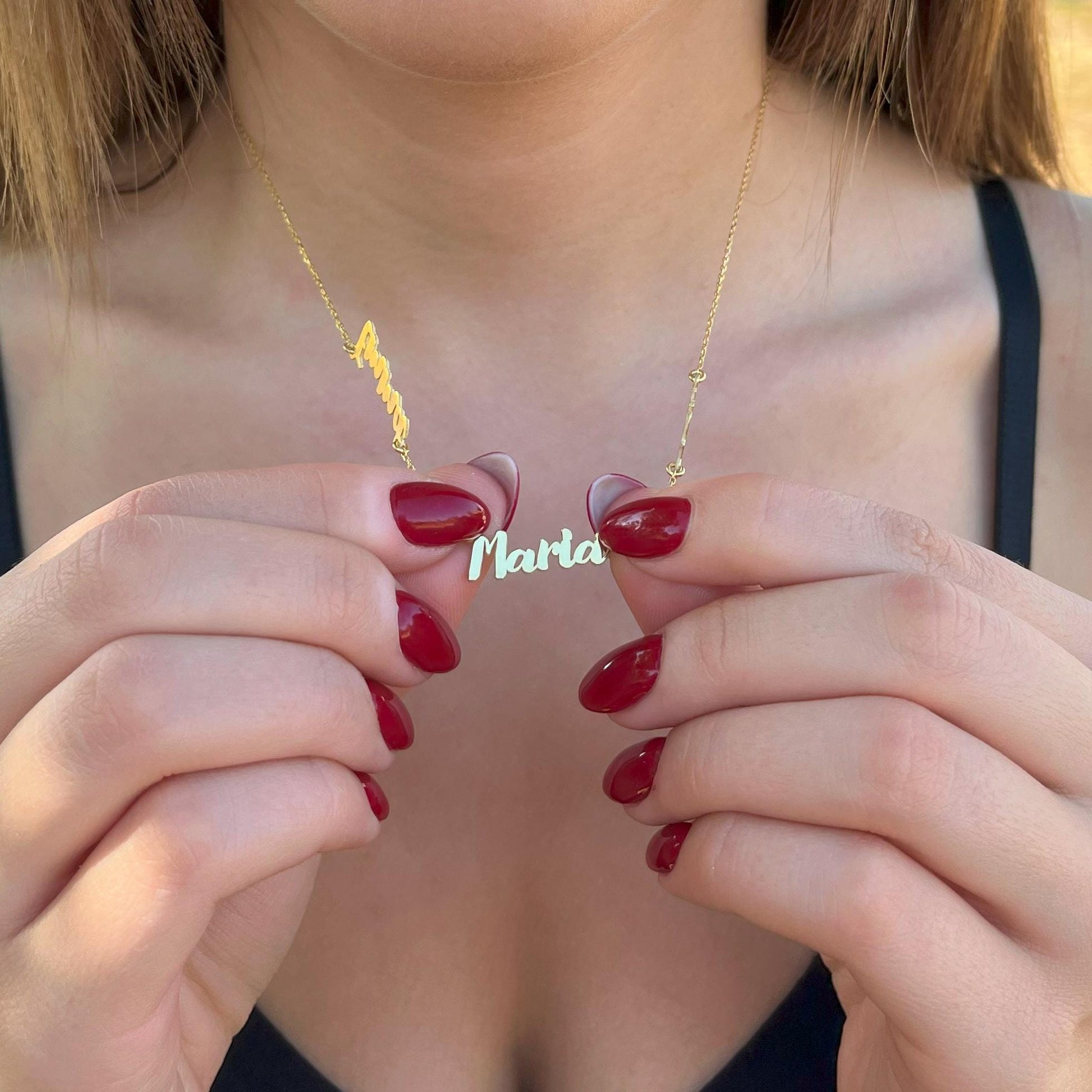 14 Ayar Altın Kaplama Kişiselleştirilmiş Çoklu İsim Kolye – 925 Ayar Gümüş Zarif ve Anlamlı Takı - Lisen Aksesuar