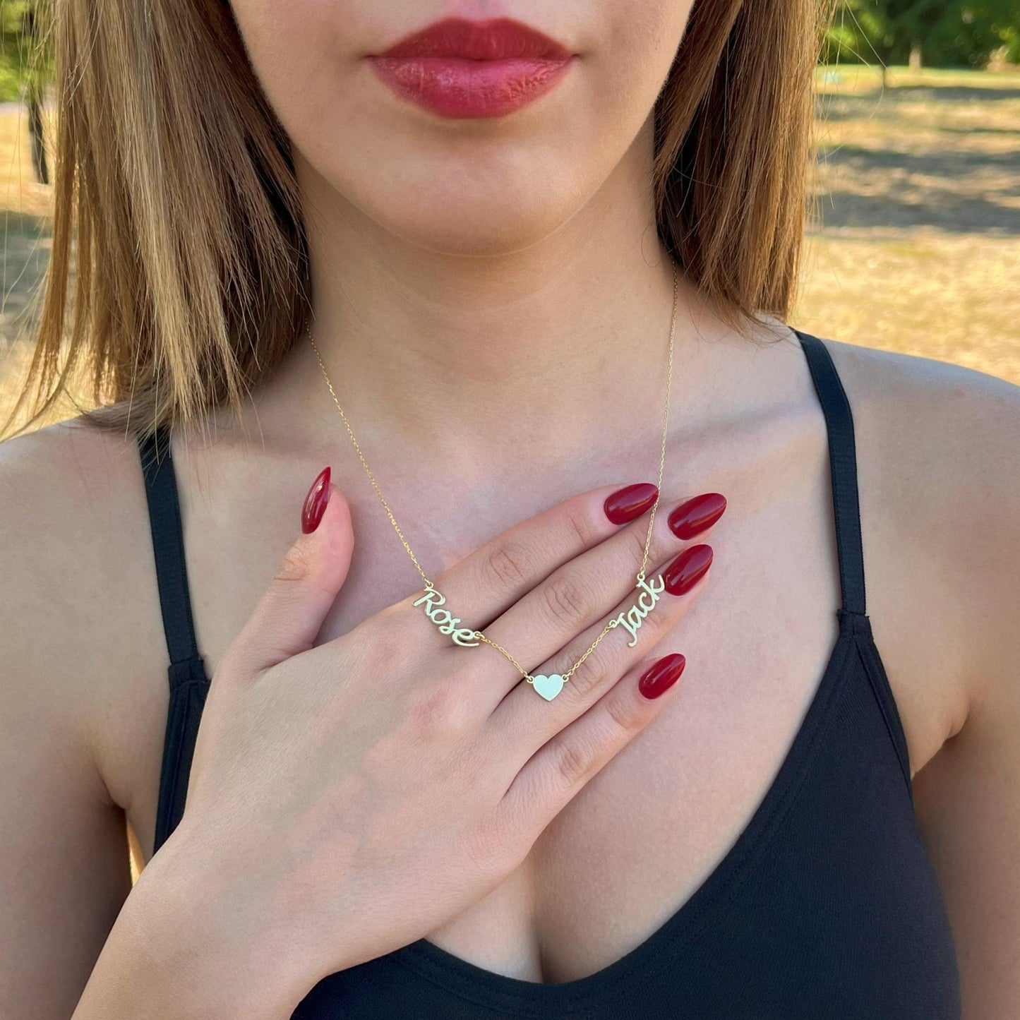 14 Ayar Altın Kaplama Kişiselleştirilmiş Çoklu İsim Kolye – 925 Ayar Gümüş Zarif ve Anlamlı Takı - Lisen Aksesuar