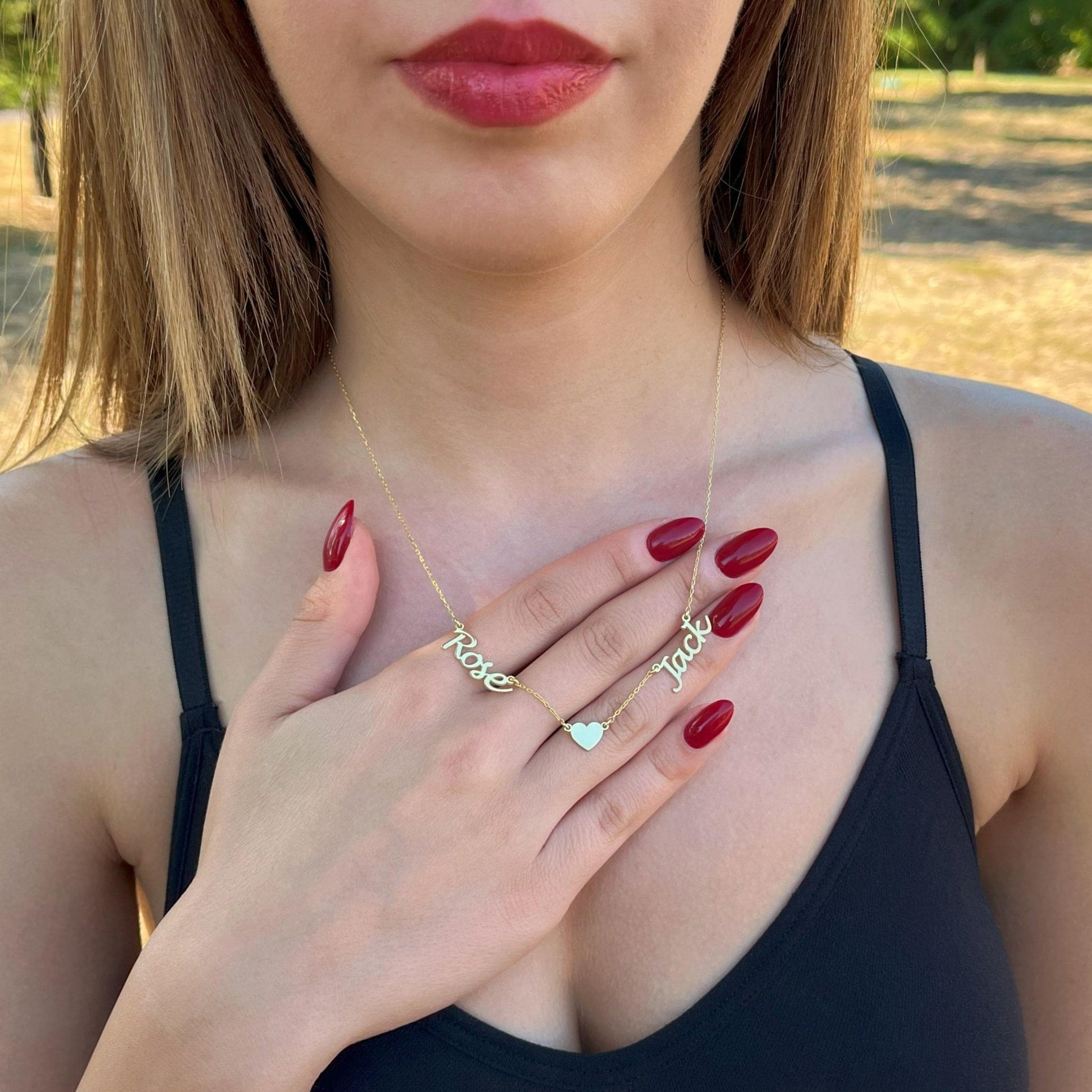 14 Ayar Altın Kaplama Kişiselleştirilmiş Çoklu İsim Kolye – 925 Ayar Gümüş Zarif ve Anlamlı Takı - Lisen Aksesuar