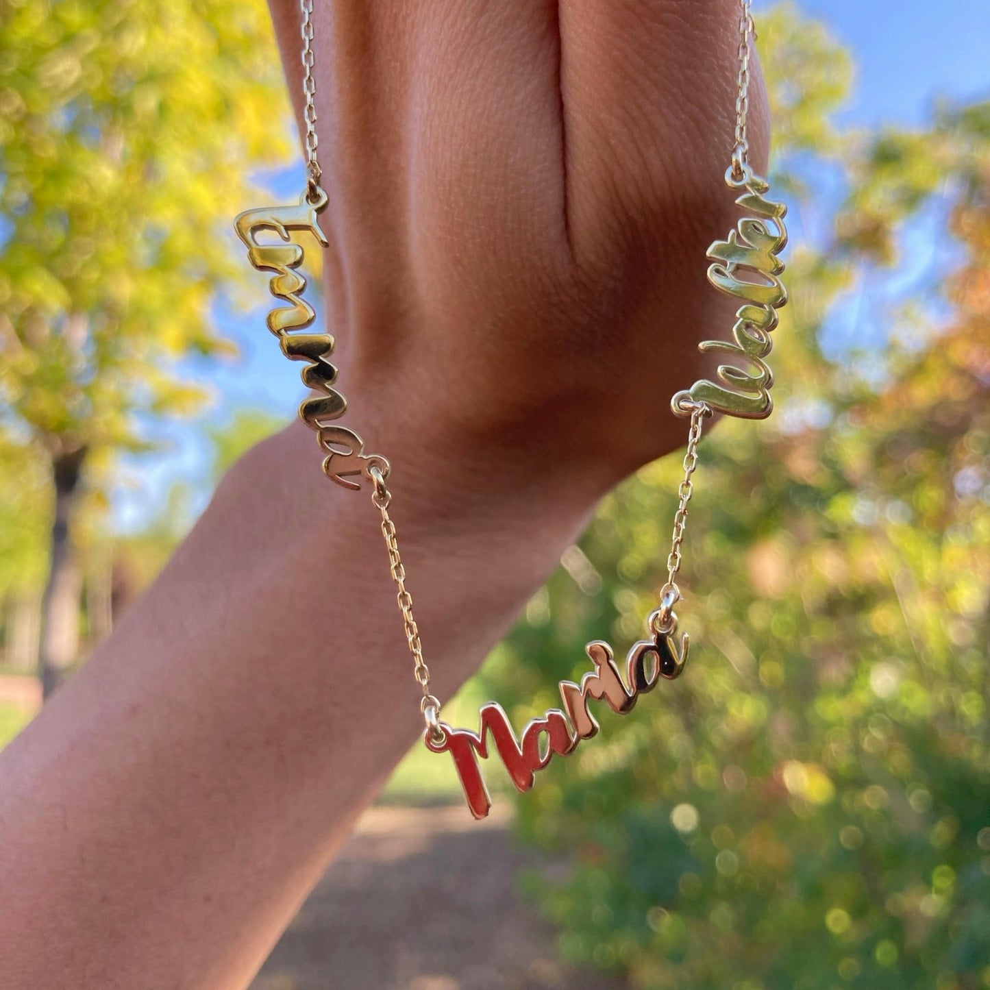 14 Ayar Altın Kaplama Kişiselleştirilmiş Çoklu İsim Kolye – 925 Ayar Gümüş Zarif ve Anlamlı Takı - Lisen Aksesuar