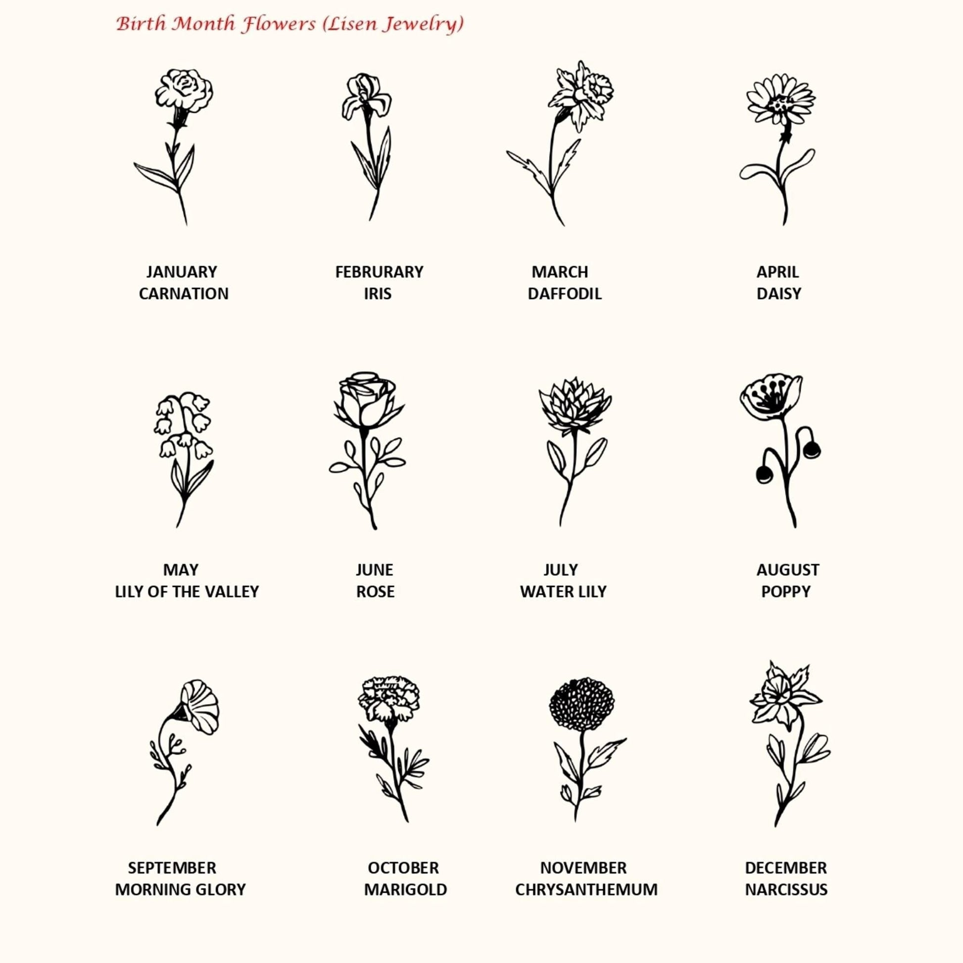 14 Ayar Altın Kaplama Kişiye Özel Doğum Çiçeği İsimli Kolye: 925 Ayar Gümüş Zarif ve Anlamlı Hediye - Lisen Aksesuar