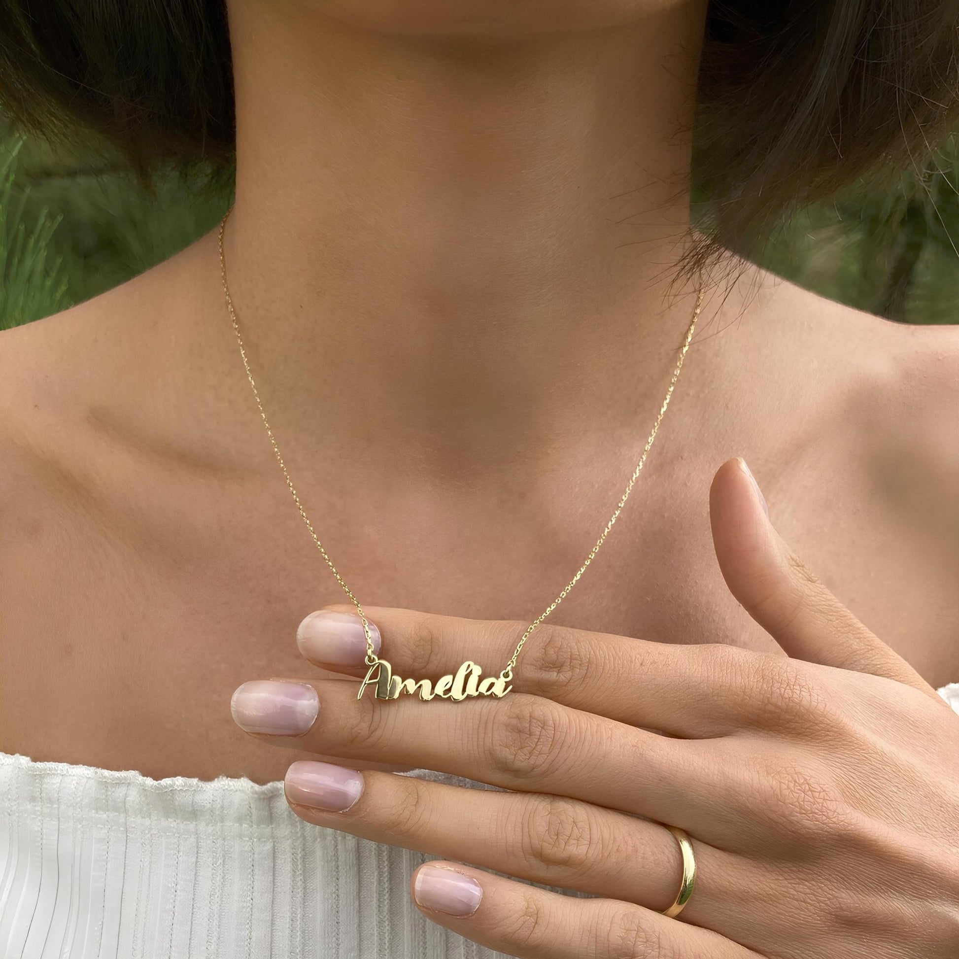 14 Ayar Altın Kaplama Kişiye Özel İsim Kolye: 925 Ayar Gümüş Zarif ve Anlamlı Tasarım - Lisen Aksesuar