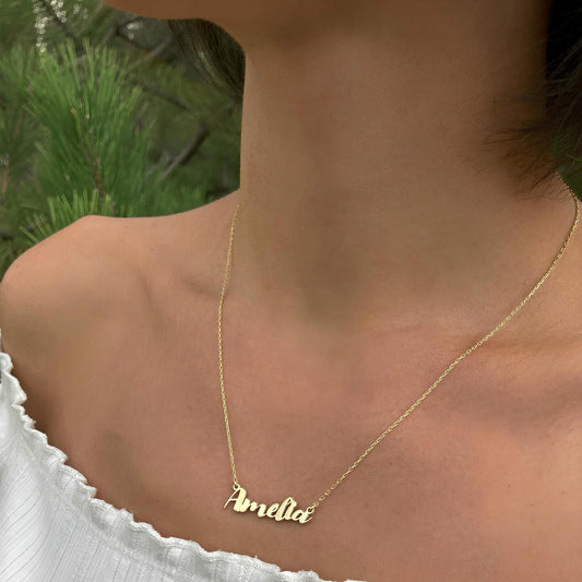 14 Ayar Altın Kaplama Kişiye Özel İsim Kolye: 925 Ayar Gümüş Zarif ve Anlamlı Tasarım - Lisen Aksesuar
