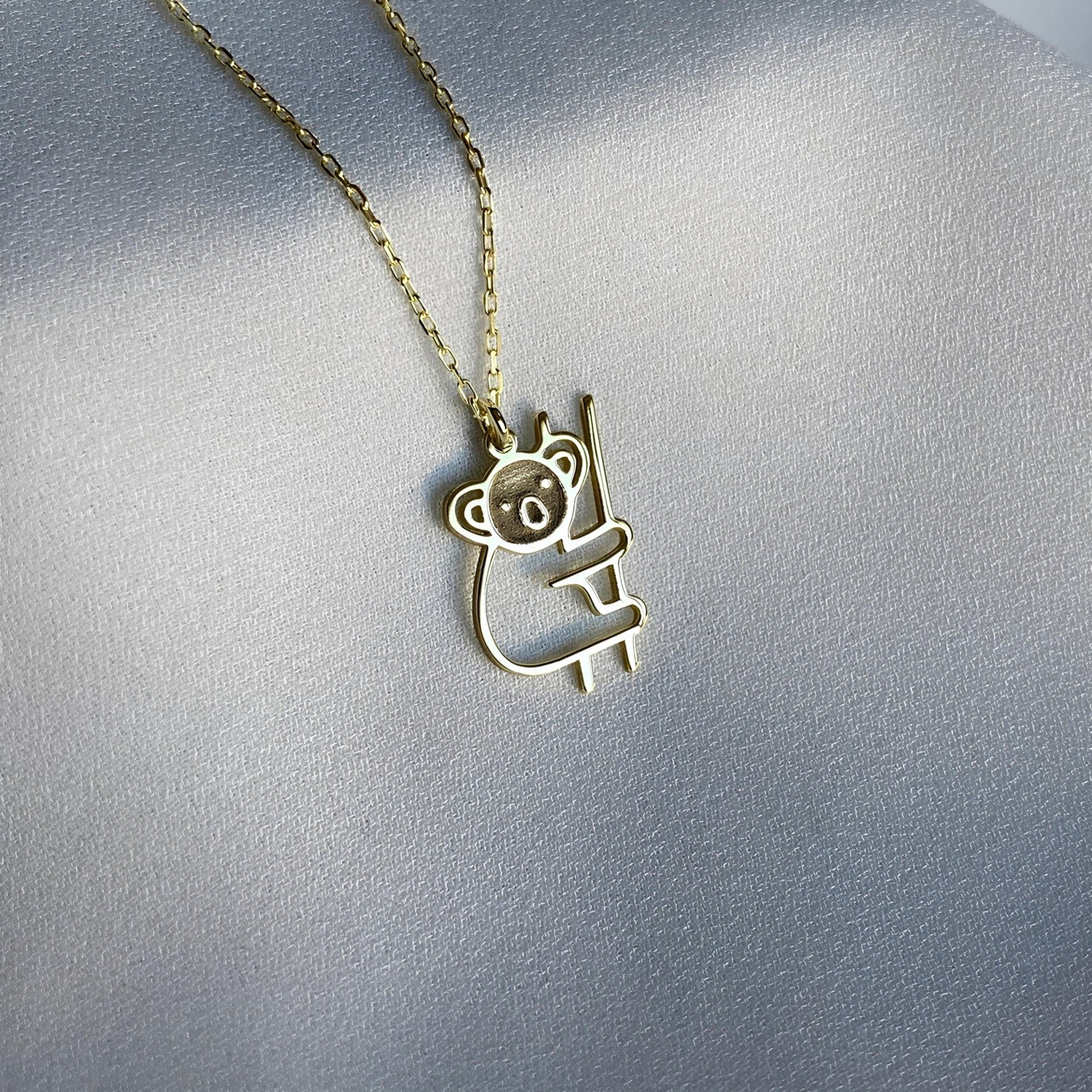 14 Ayar Altın Kaplama Koala Kolye: 925 Ayar Gümüş Doğa Temalı Kolye - Lisen Aksesuar