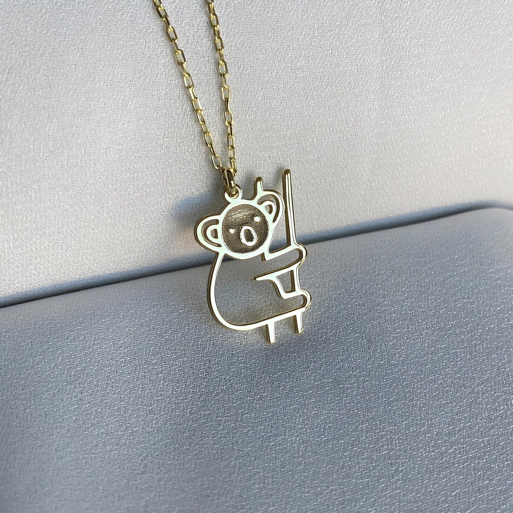 14 Ayar Altın Kaplama Koala Kolye: 925 Ayar Gümüş Doğa Temalı Kolye - Lisen Aksesuar