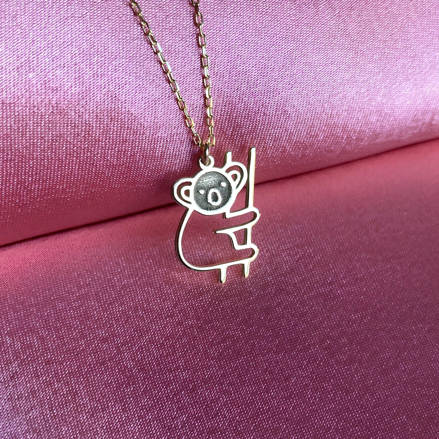 14 Ayar Altın Kaplama Koala Kolye: 925 Ayar Gümüş Doğa Temalı Kolye - Lisen Aksesuar