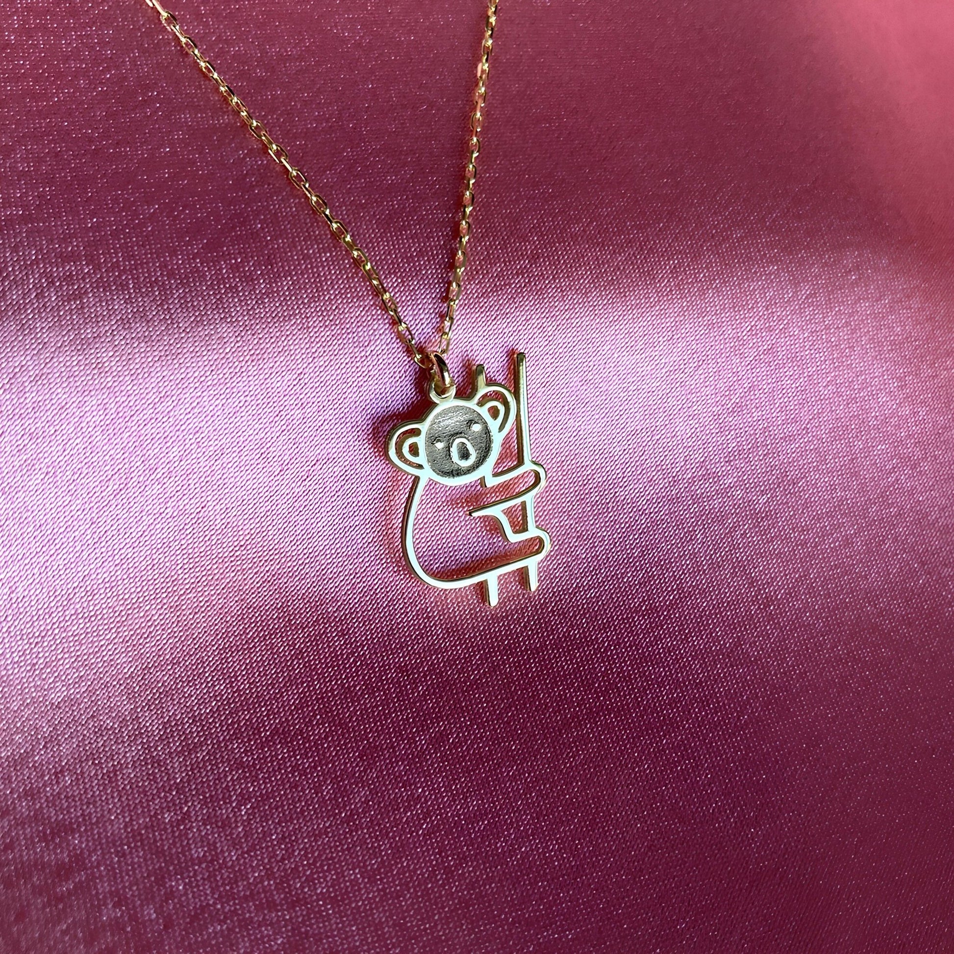 14 Ayar Altın Kaplama Koala Kolye: 925 Ayar Gümüş Doğa Temalı Kolye - Lisen Aksesuar