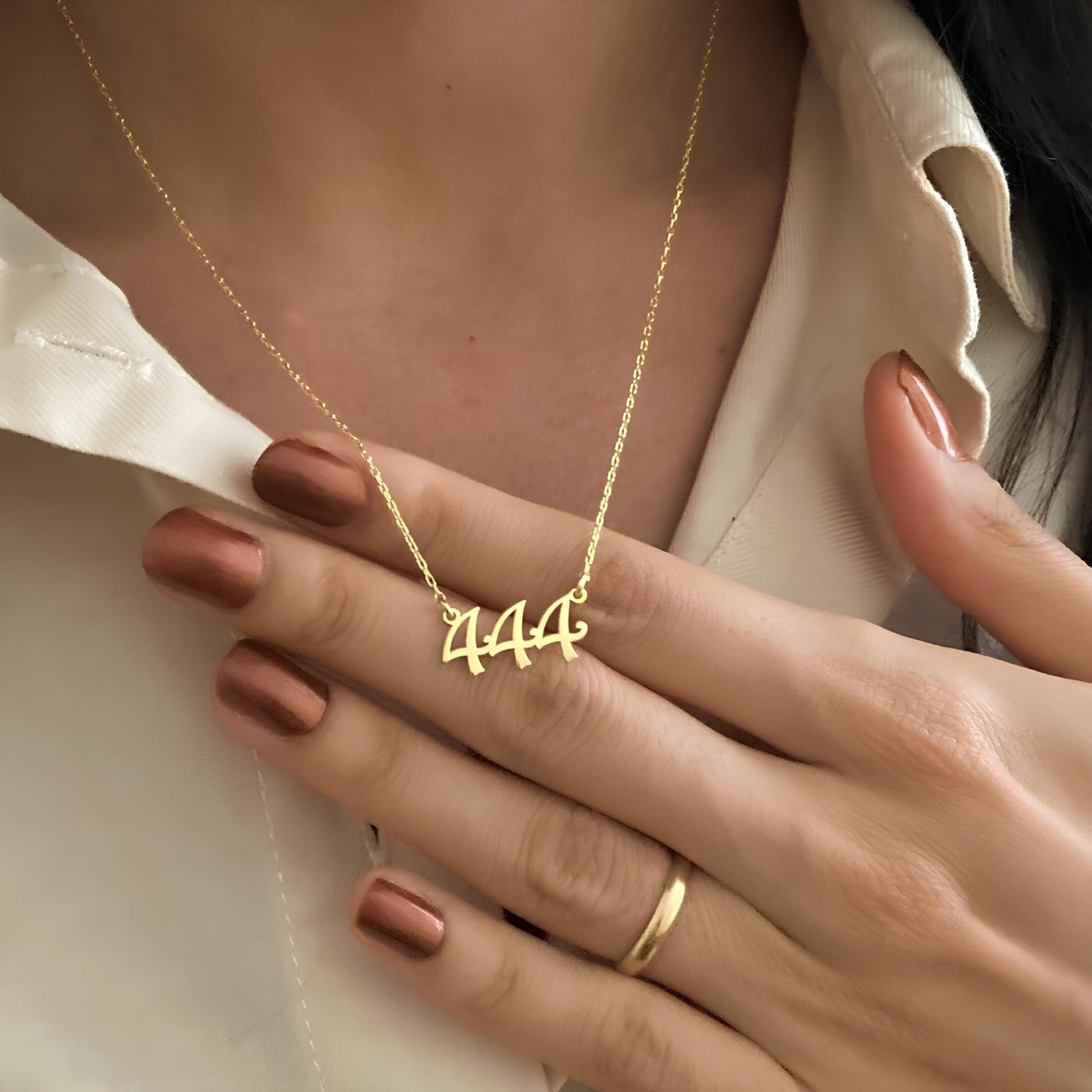 14 Ayar Altın Kaplama Melek Numarası Kolye: 925 Ayar Gümüş Kişiye Özel Şans Sembolü - Lisen Aksesuar