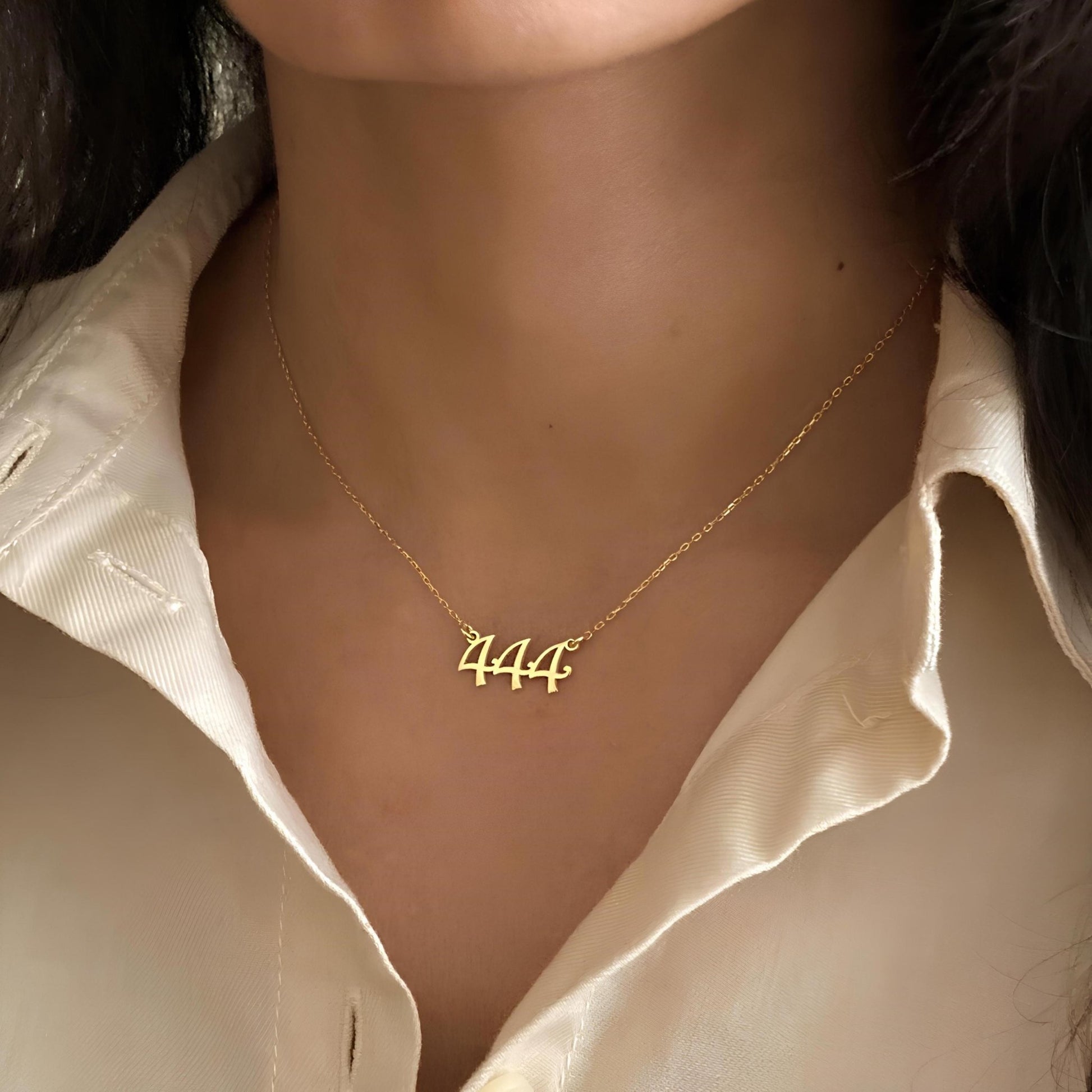 14 Ayar Altın Kaplama Melek Numarası Kolye: 925 Ayar Gümüş Kişiye Özel Şans Sembolü - Lisen Aksesuar