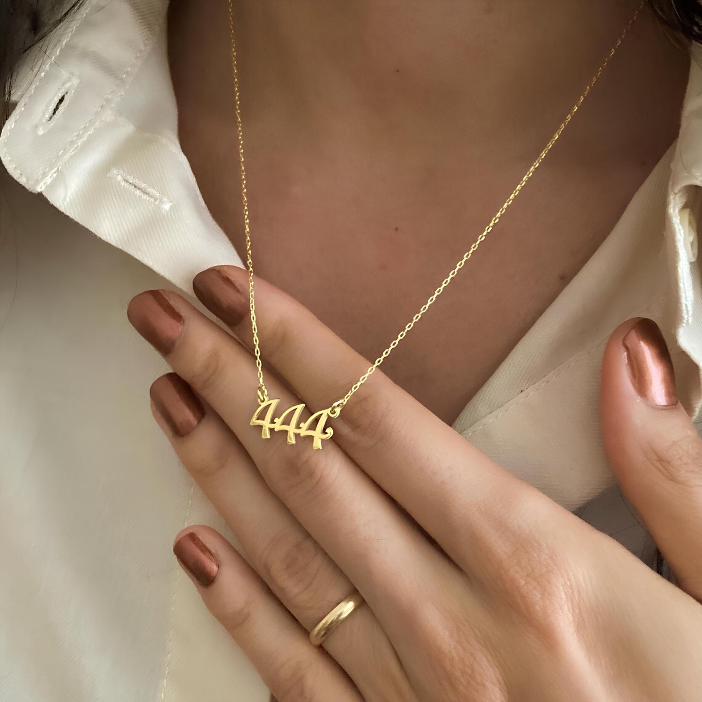 14 Ayar Altın Kaplama Melek Numarası Kolye: 925 Ayar Gümüş Kişiye Özel Şans Sembolü - Lisen Aksesuar