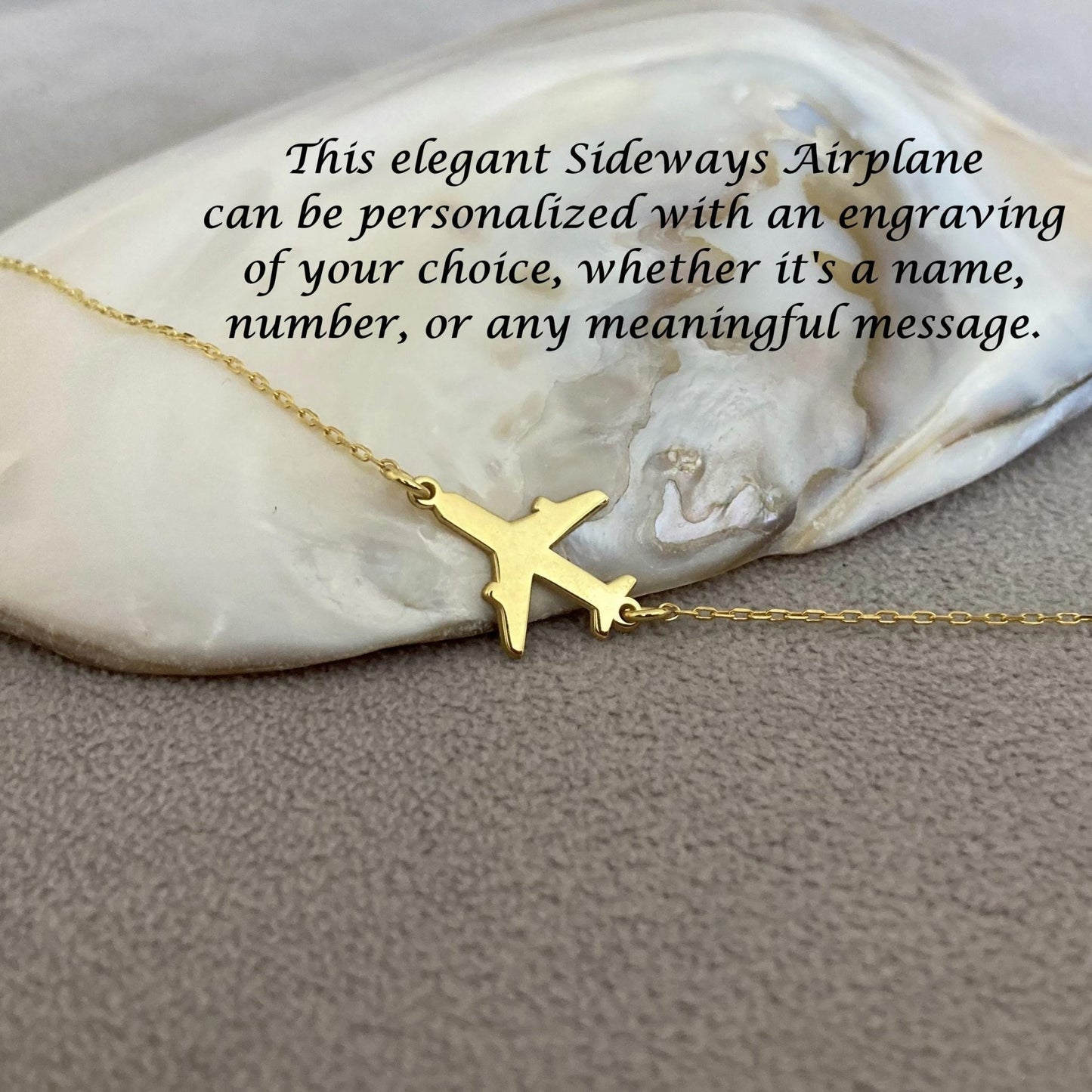 14 Ayar Altın Kaplama Yatay Uçak Kolye: 925 Ayar Gümüş Havacılık ve Seyahat İlhamlı Takı - Lisen Aksesuar