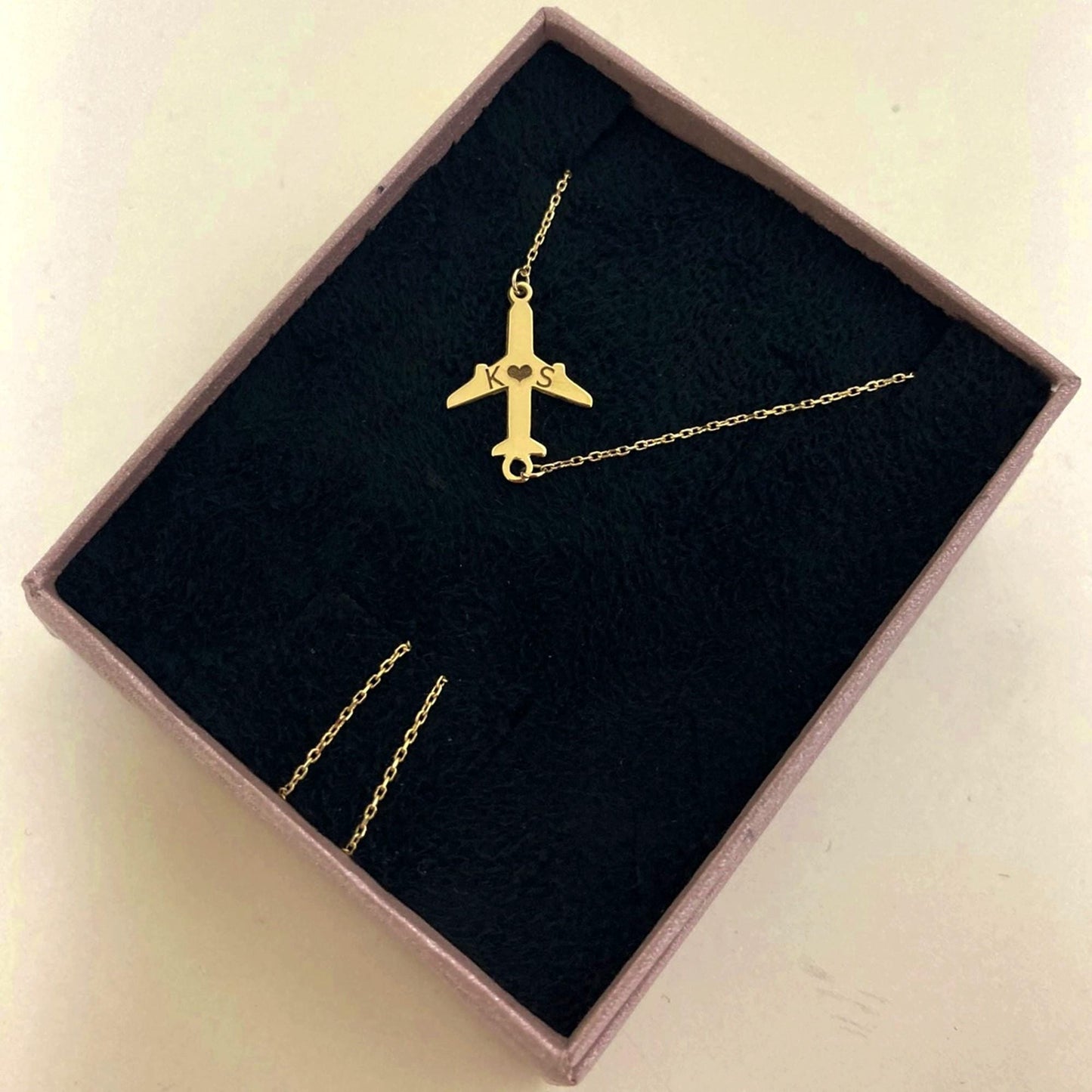 14 Ayar Altın Kaplama Yatay Uçak Kolye: 925 Ayar Gümüş Havacılık ve Seyahat İlhamlı Takı - Lisen Aksesuar