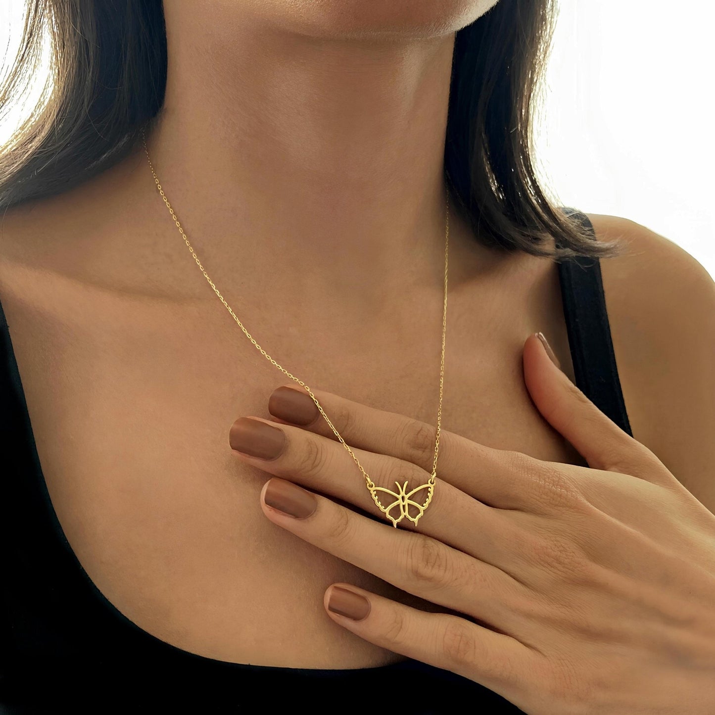 14 Ayar Altın Kelebek Kolye: 925 Ayar Gümüş Doğadan İlham Alan Takı - Lisen Aksesuar