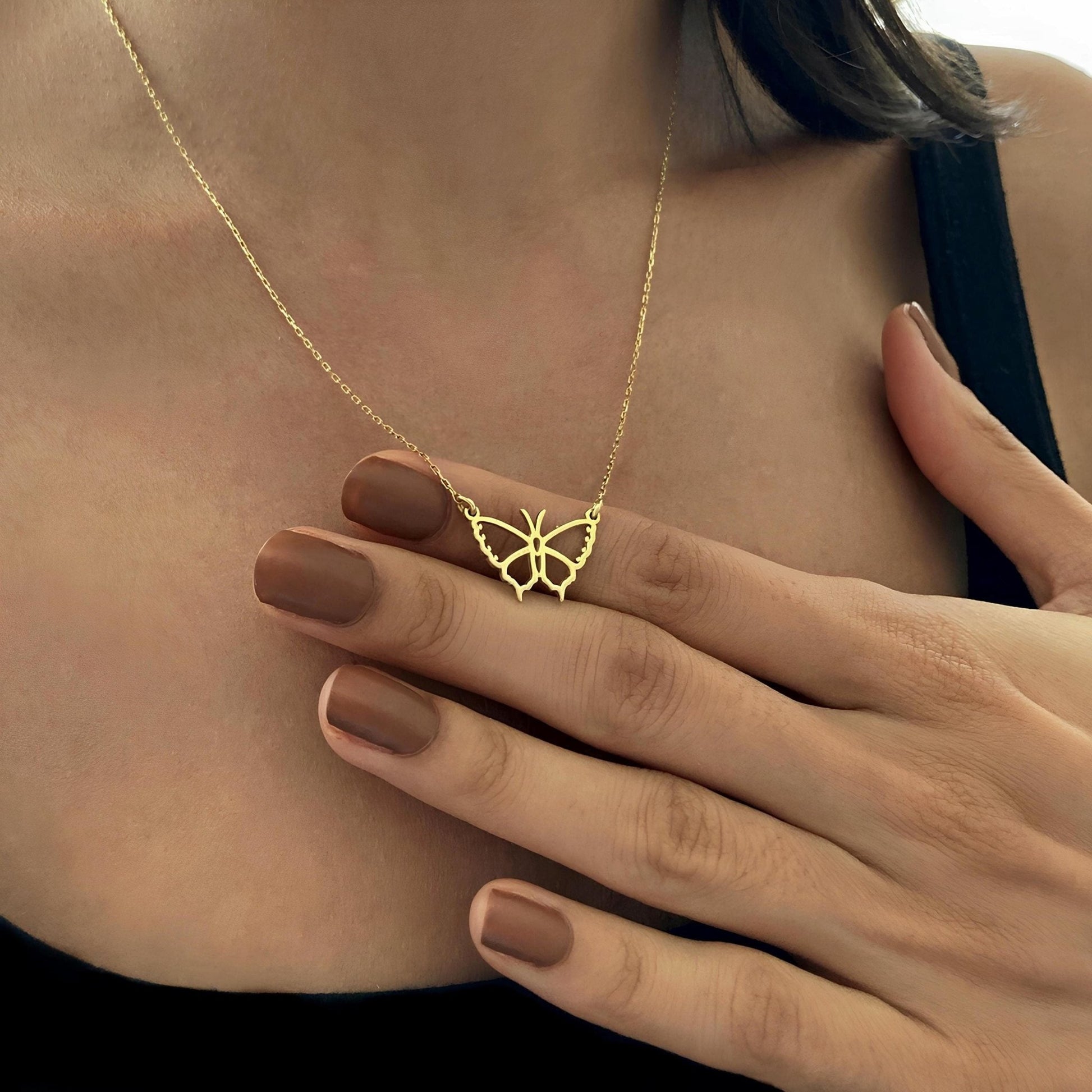 14 Ayar Altın Kelebek Kolye: 925 Ayar Gümüş Doğadan İlham Alan Takı - Lisen Aksesuar