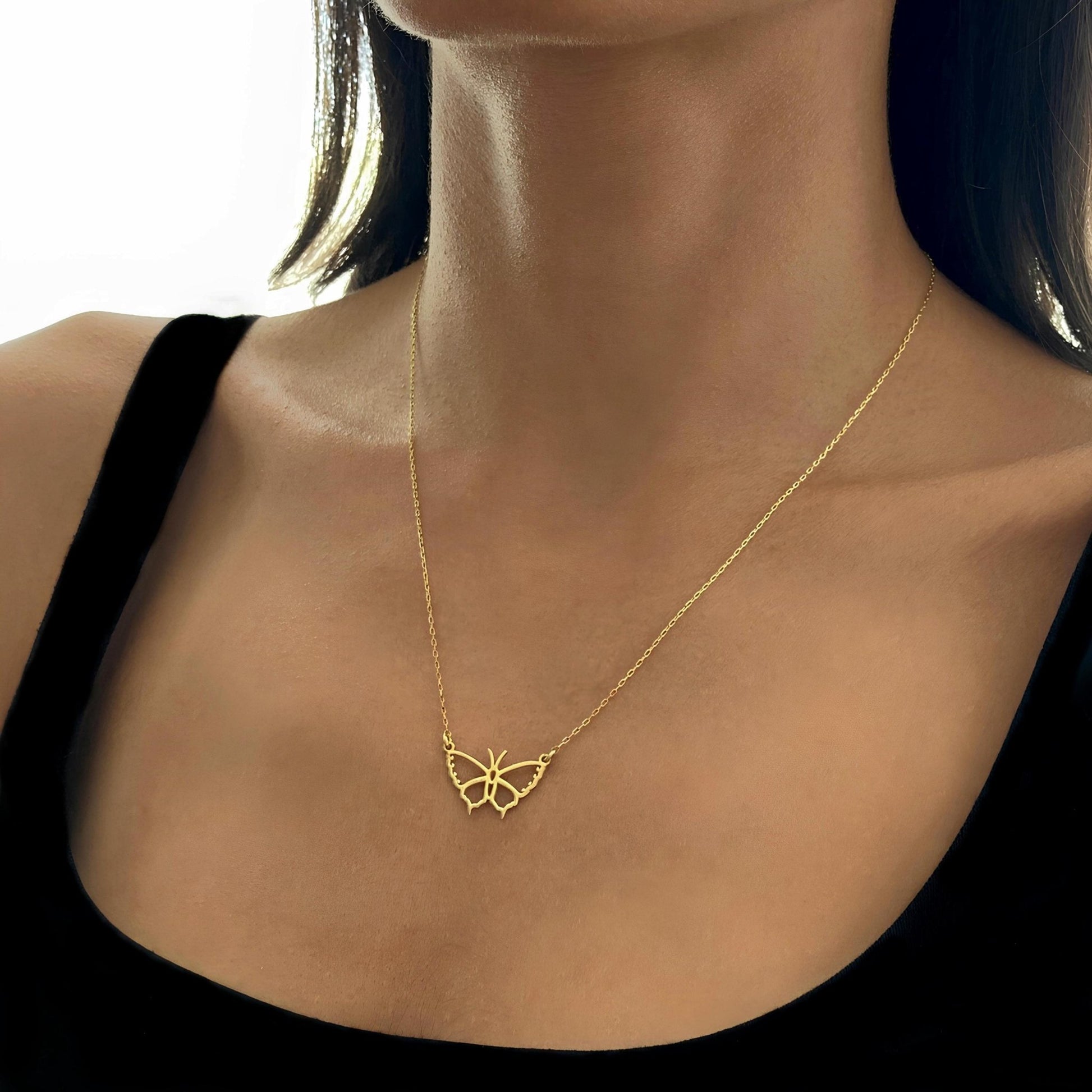 14 Ayar Altın Kelebek Kolye: 925 Ayar Gümüş Doğadan İlham Alan Takı - Lisen Aksesuar