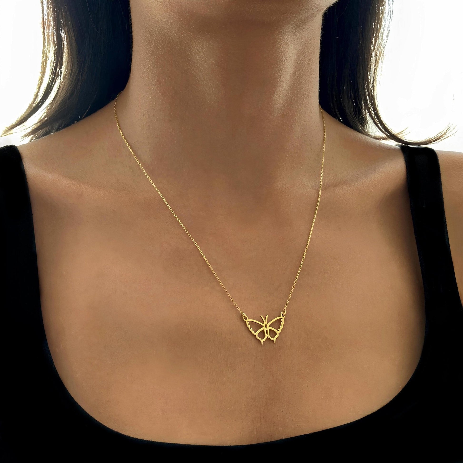 14 Ayar Altın Kelebek Kolye: 925 Ayar Gümüş Doğadan İlham Alan Takı - Lisen Aksesuar