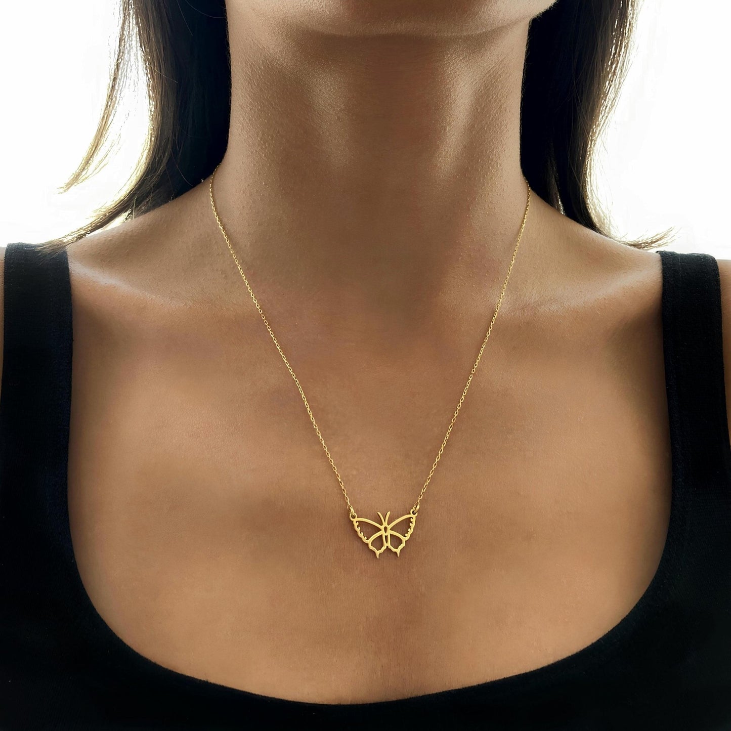 14 Ayar Altın Kelebek Kolye: 925 Ayar Gümüş Doğadan İlham Alan Takı - Lisen Aksesuar