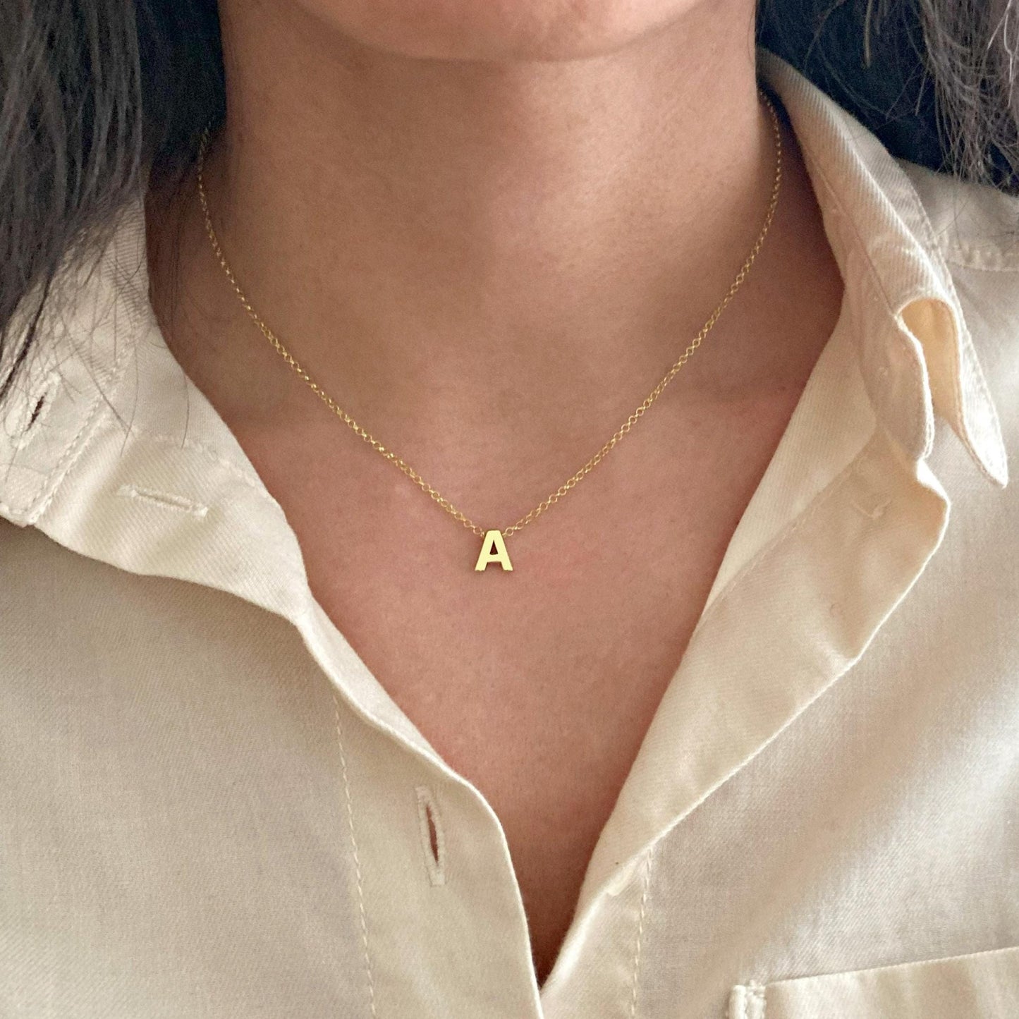 3D Harf Kolyesi: 925 Ayar Gümüş & Altın Kaplama Kişiye Özel Blok Harf Kolye - Lisen Aksesuar